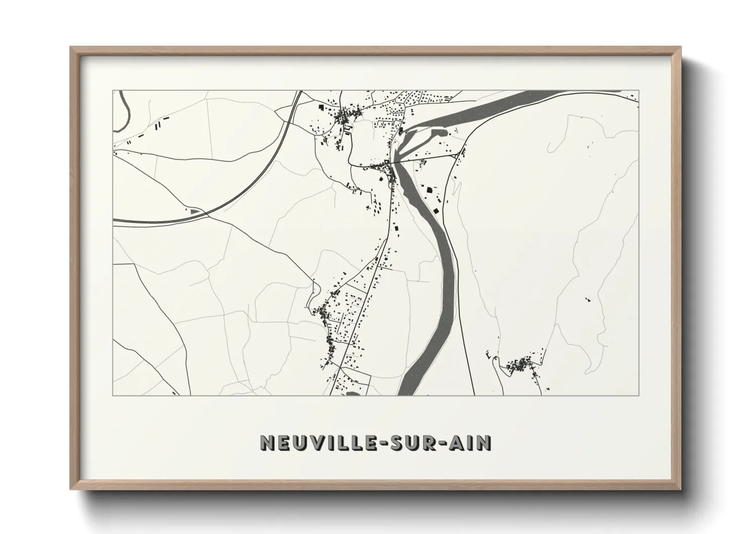 Une affiche de carte sur Neuville-sur-Ain