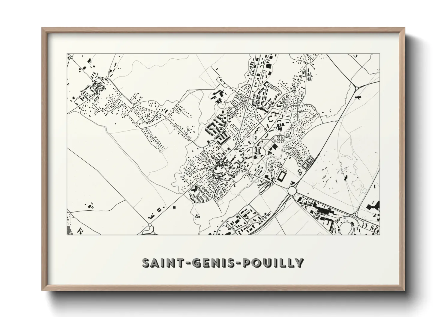 Une affiche de carte sur Saint-Genis-Pouilly