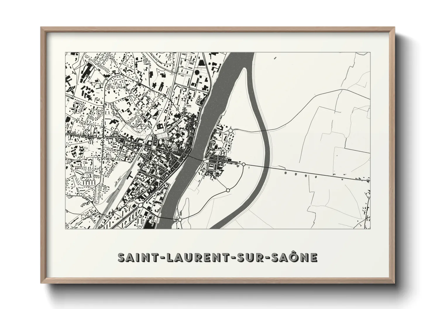 Une affiche de carte sur Saint-Laurent-sur-Saône