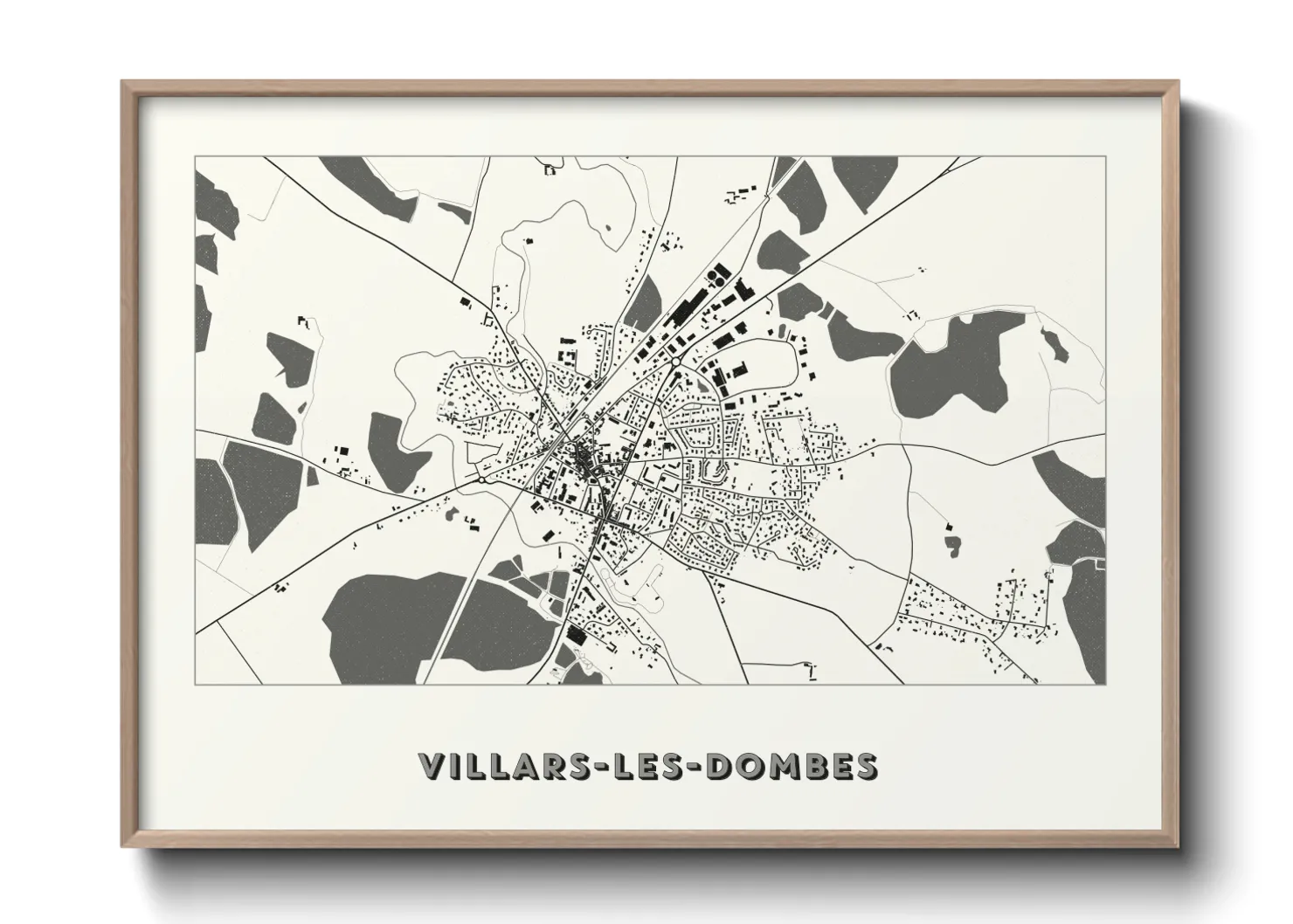 Une affiche de carte sur Villars-les-Dombes