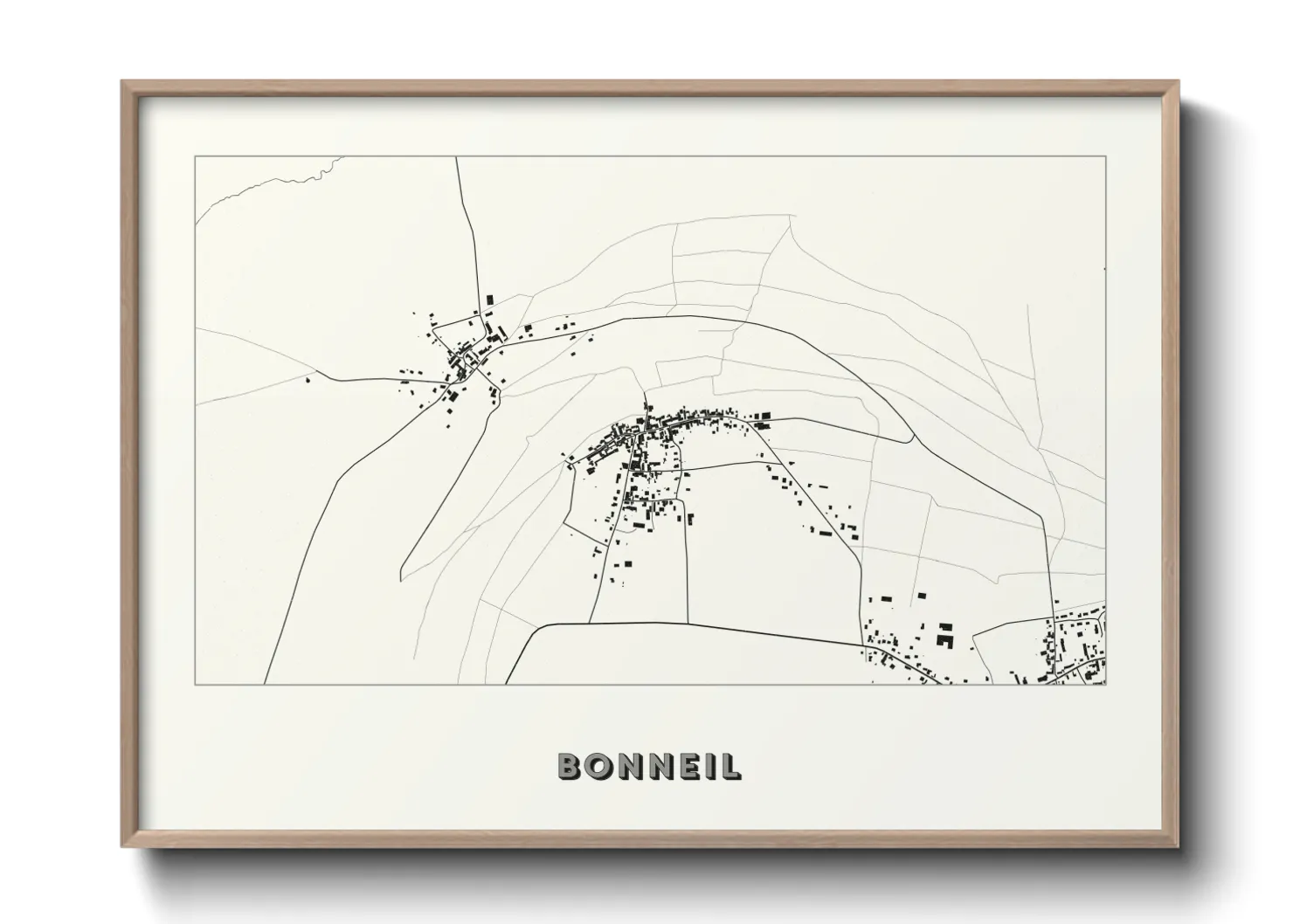 Une affiche de carte sur Bonneil