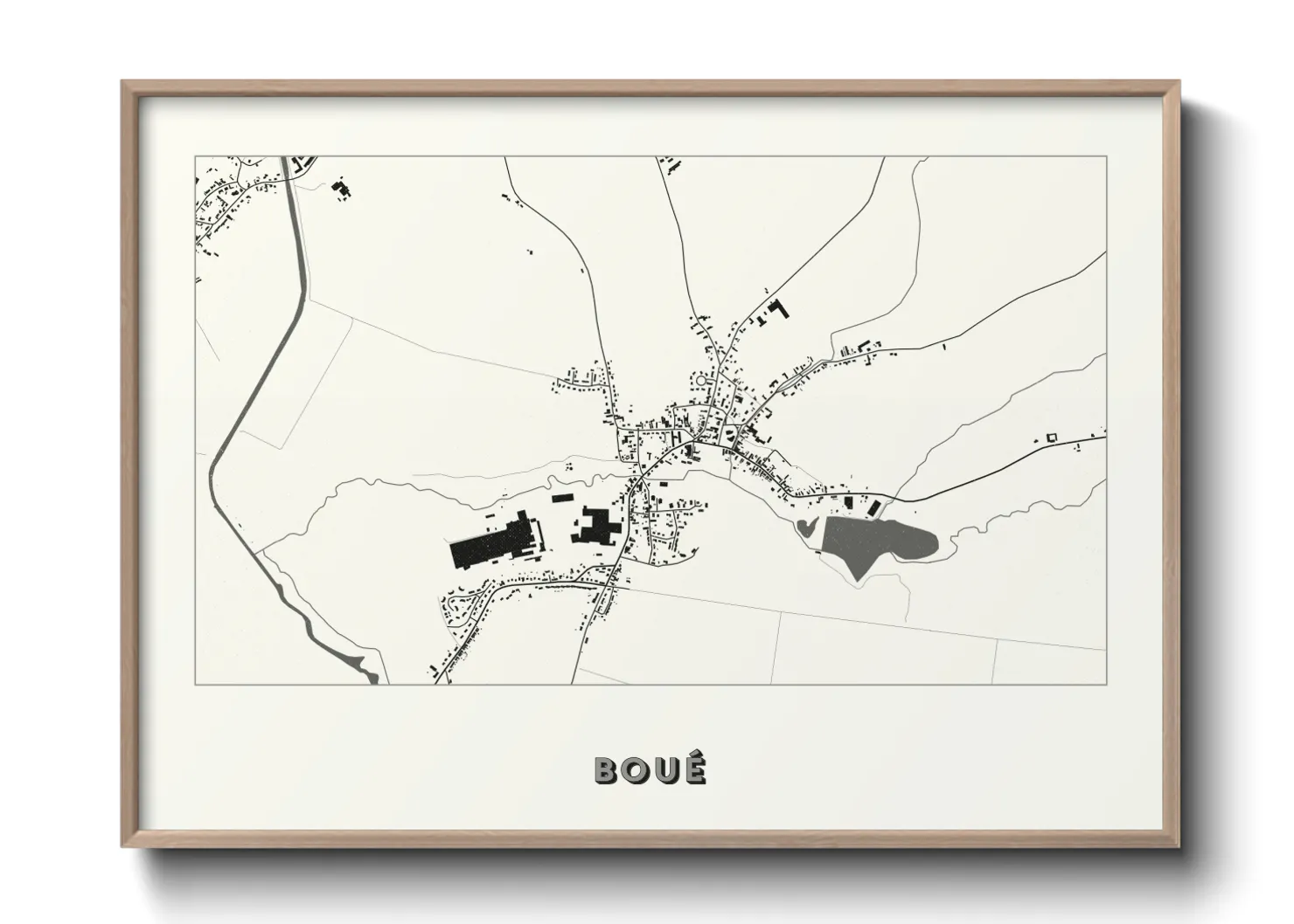 Une affiche de carte sur Boué