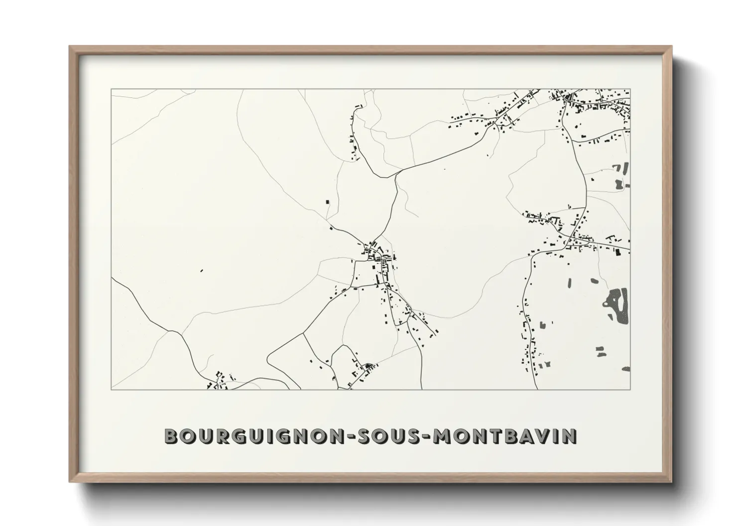 Une affiche de carte sur Bourguignon-sous-Montbavin