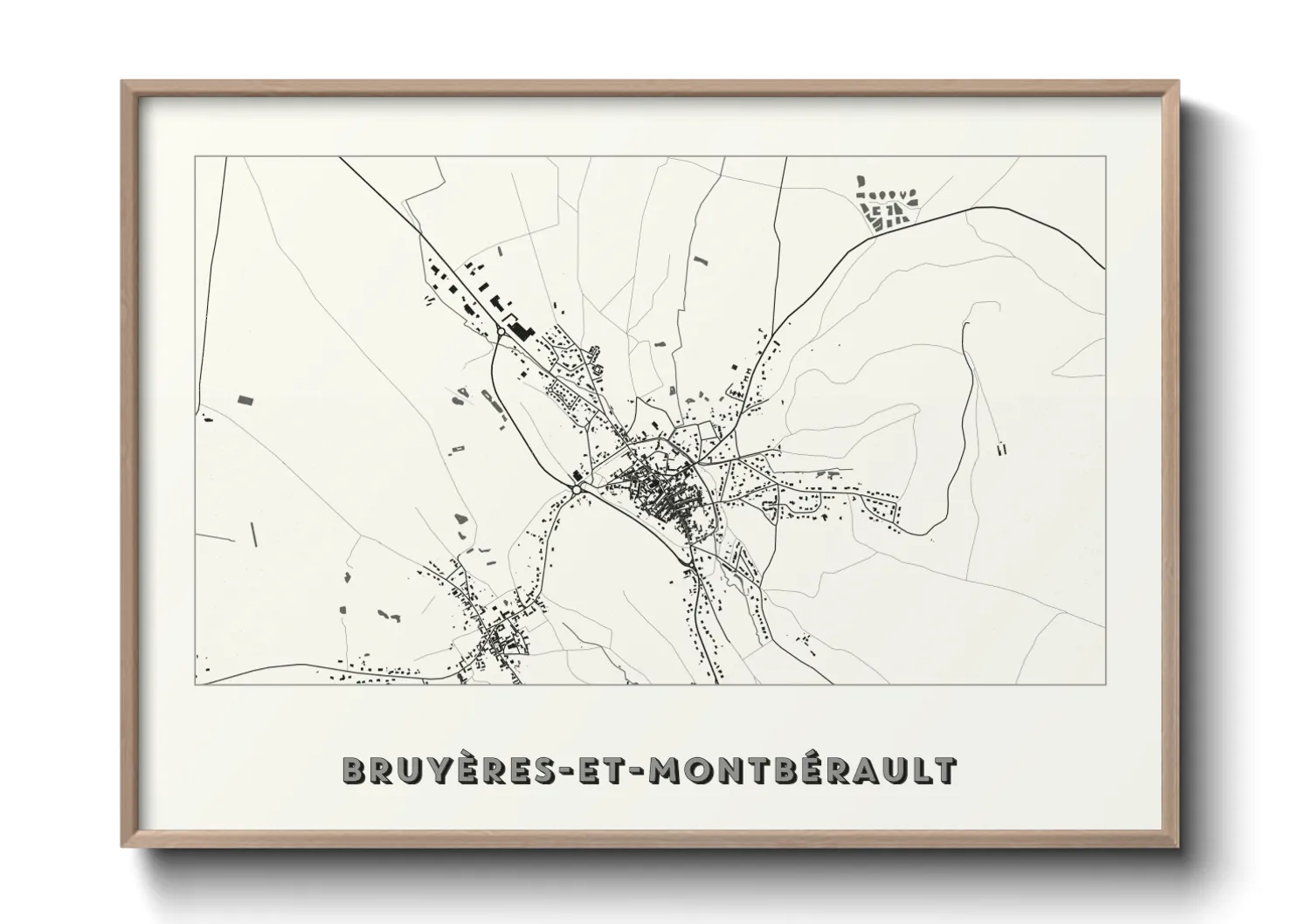 Une affiche de carte sur Bruyères-et-Montbérault