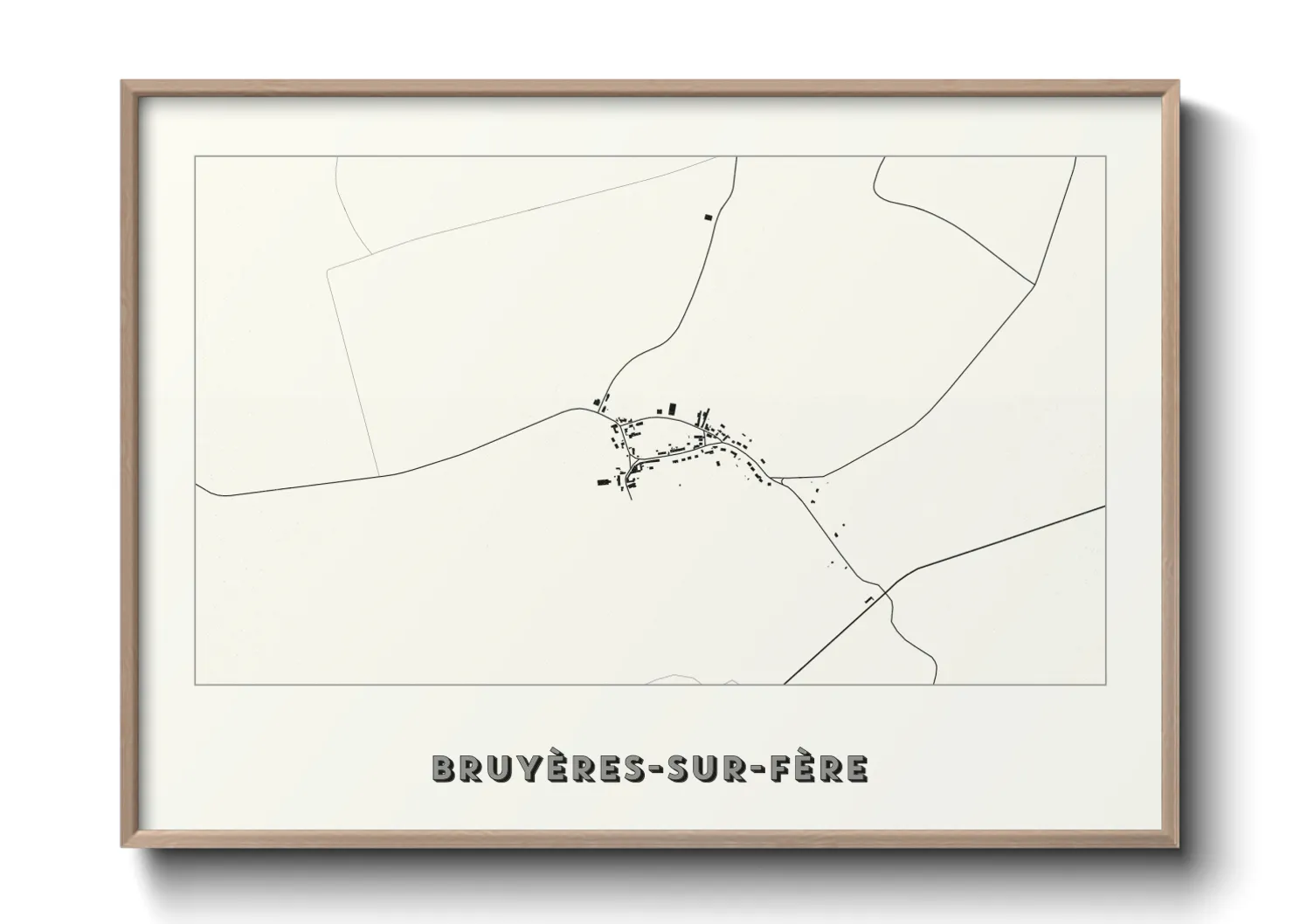 Une affiche de carte sur Bruyères-sur-Fère