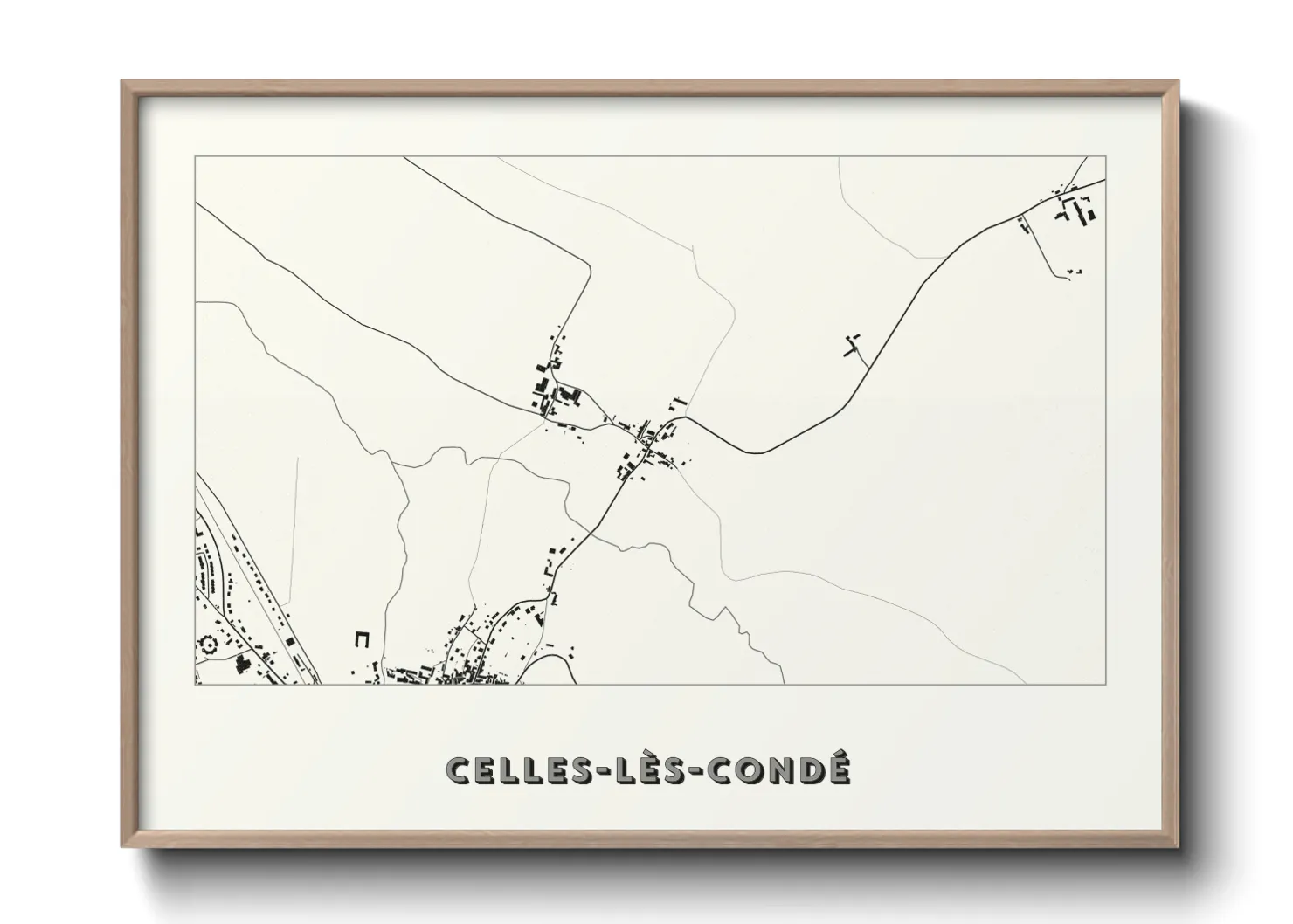Une affiche de carte sur Celles-lès-Condé