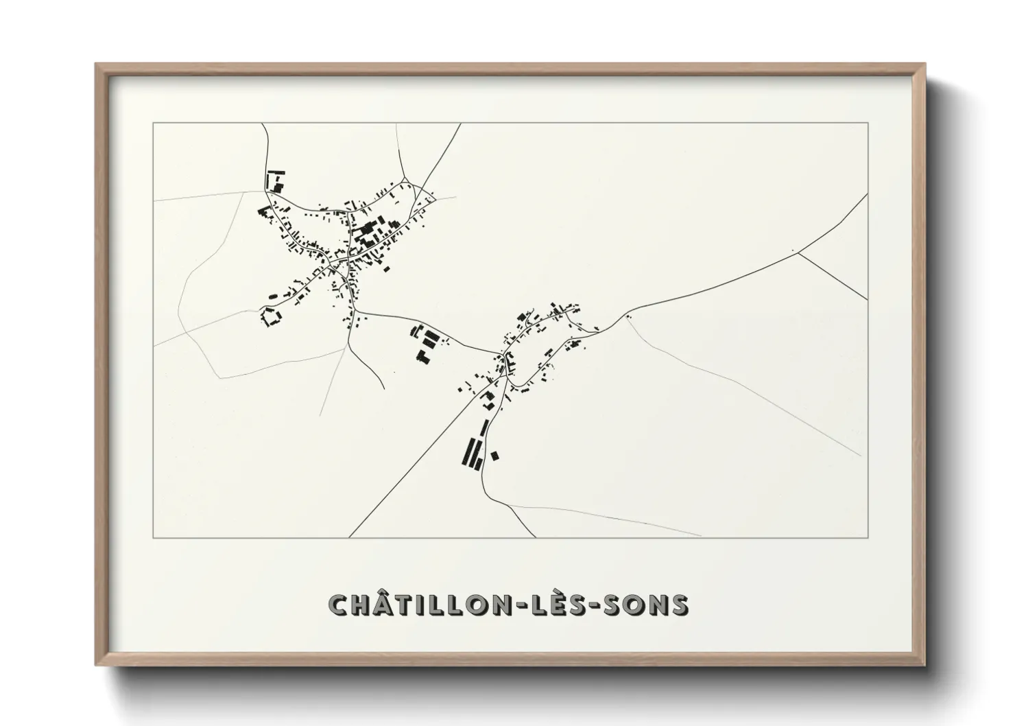 Une affiche de carte sur Châtillon-lès-Sons