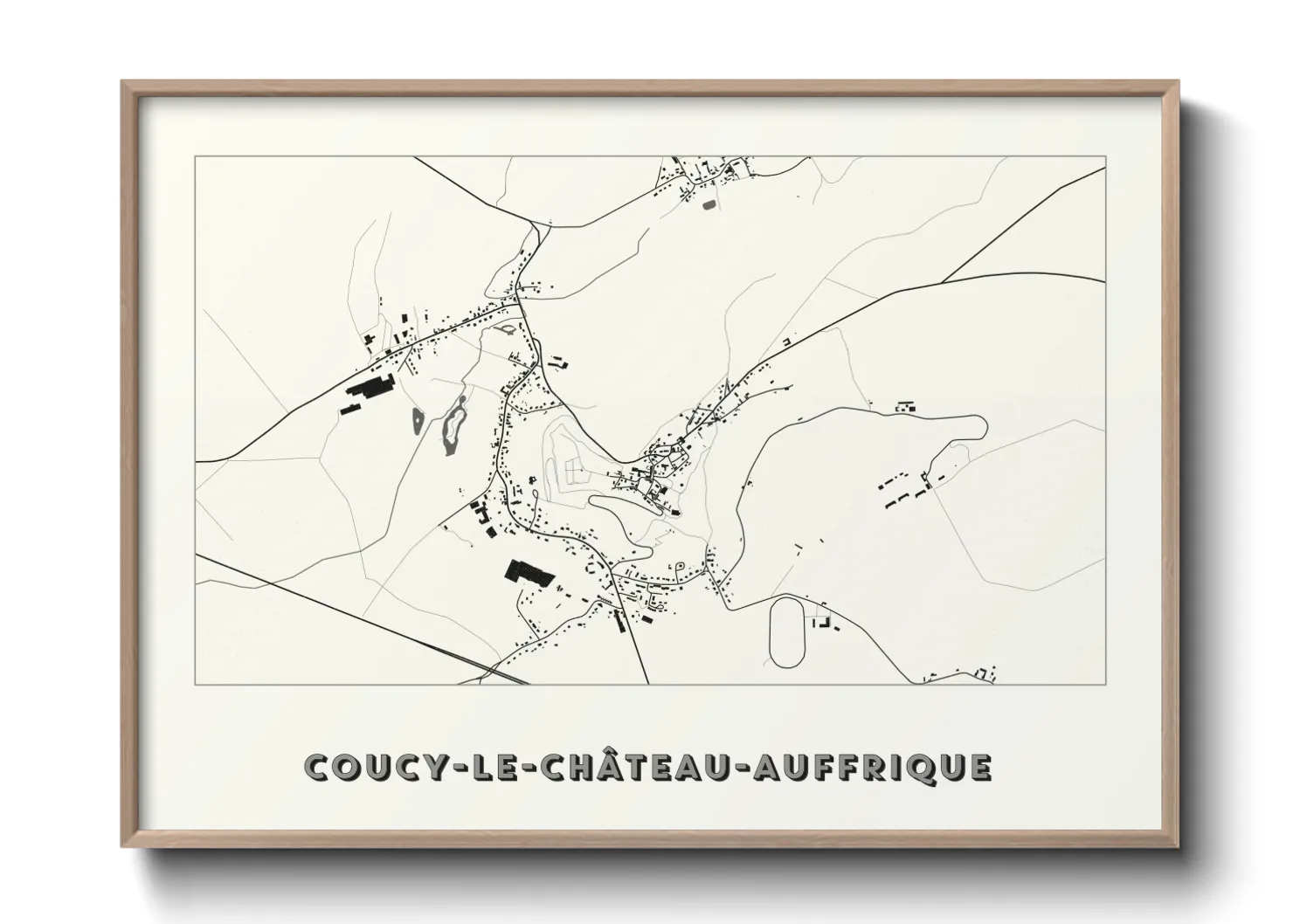 Une affiche de carte sur Coucy-le-Château-Auffrique