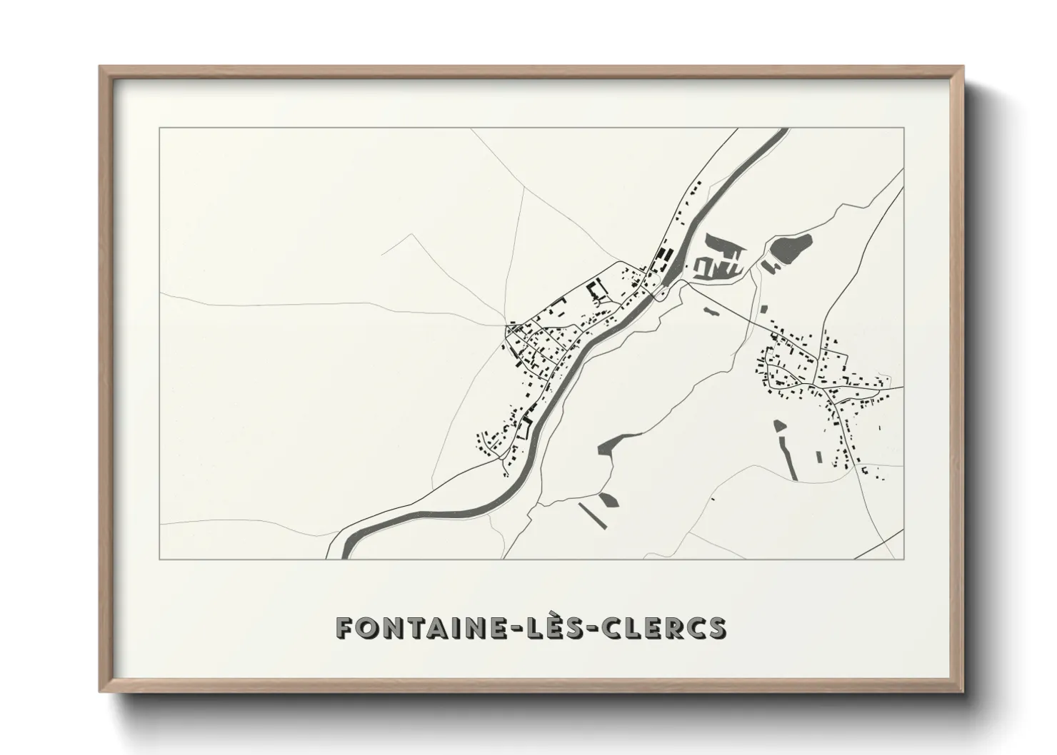 Une affiche de carte sur Fontaine-lès-Clercs