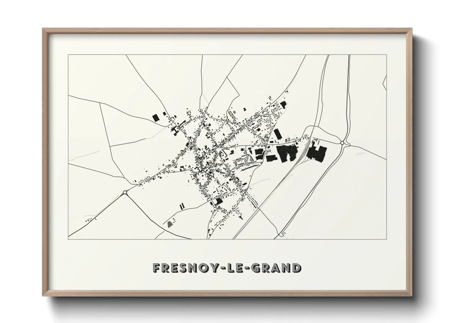 Une affiche de carte sur Fresnoy-le-Grand