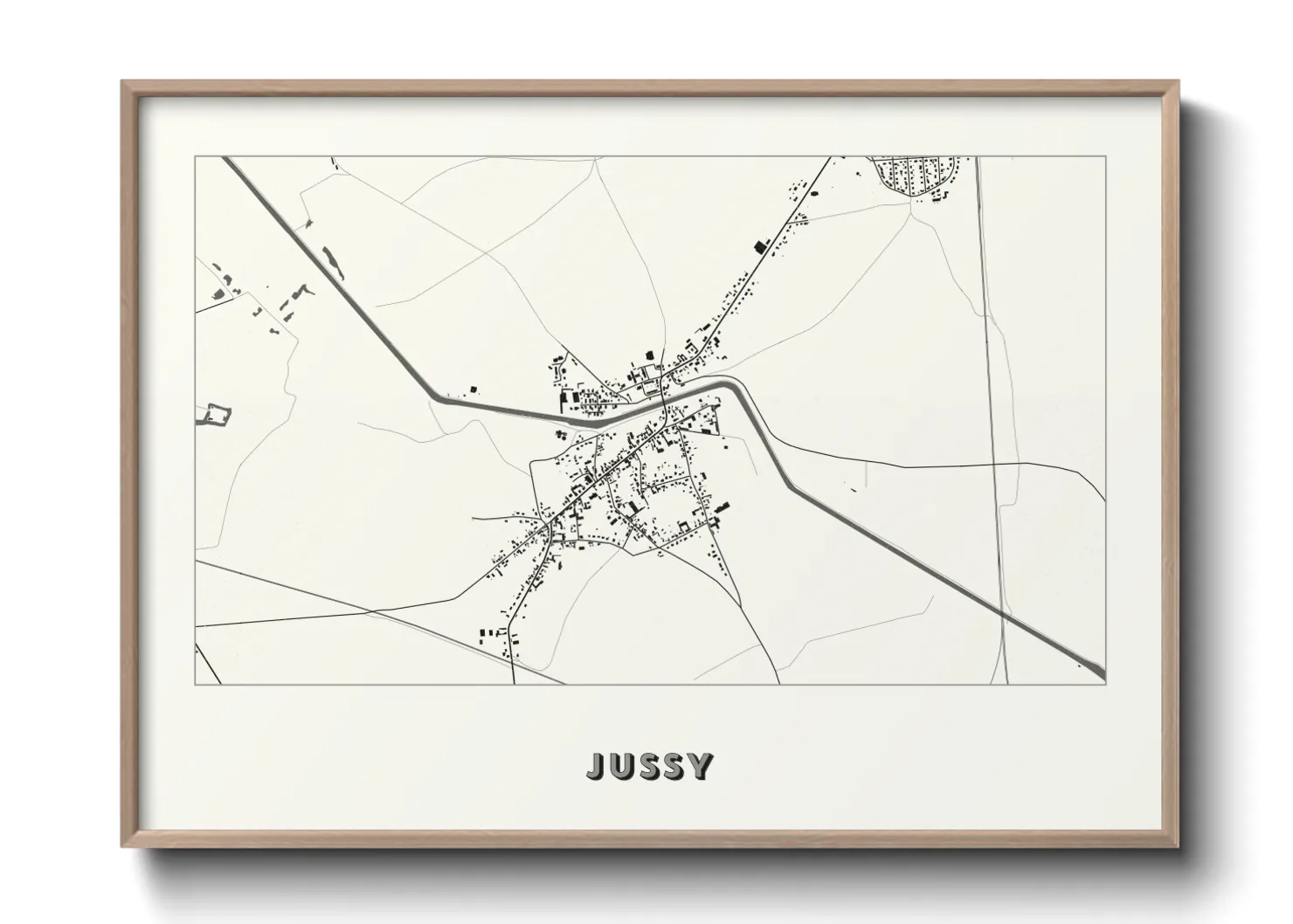 Une affiche de carte sur Jussy