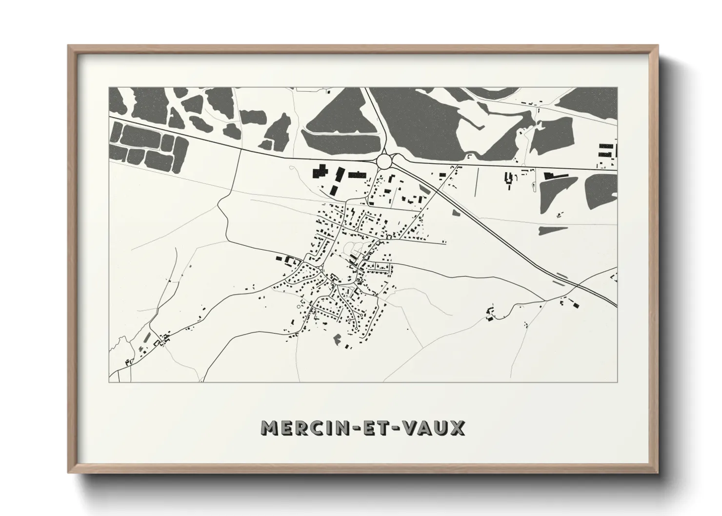 Une affiche de carte sur Mercin-et-Vaux