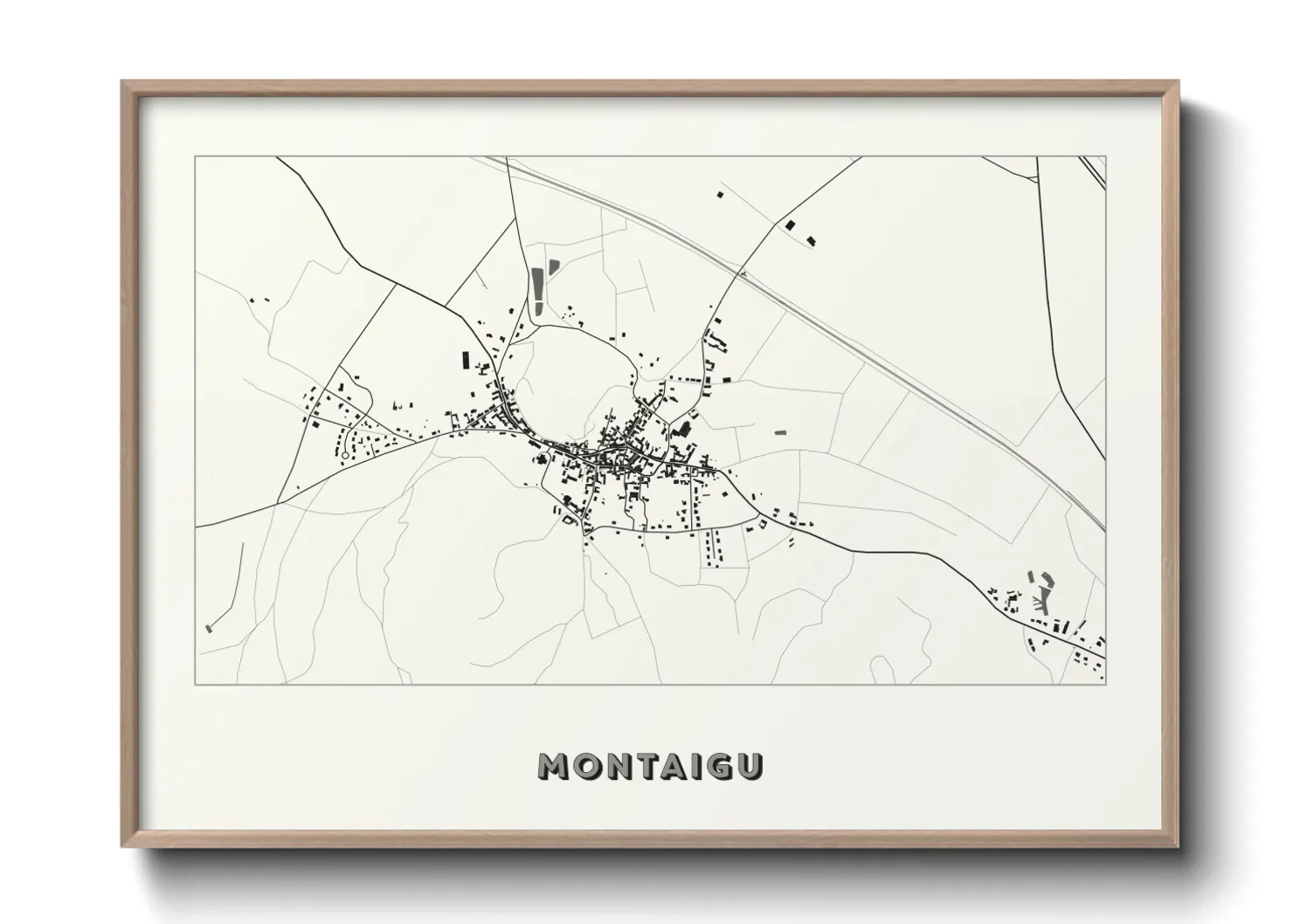 Une affiche de carte sur Montaigu