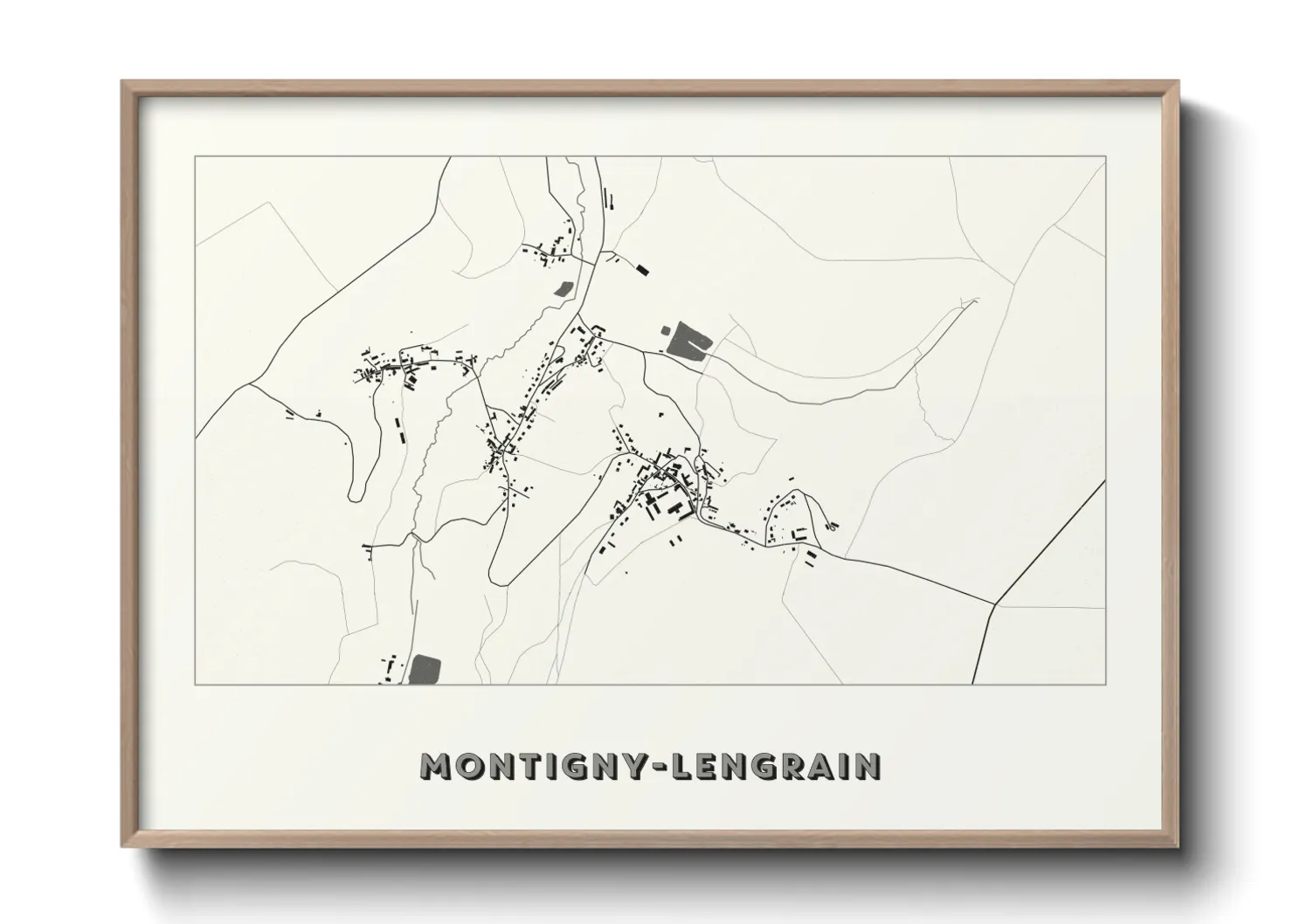 Une affiche de carte sur Montigny-Lengrain