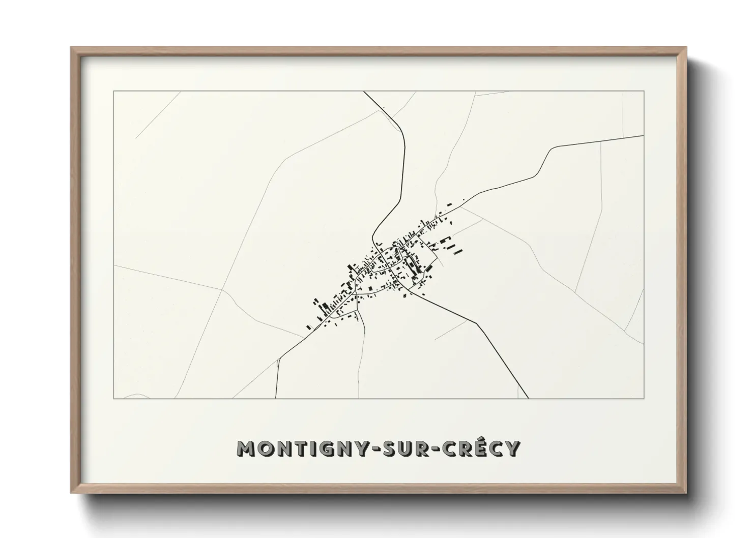 Une affiche de carte sur Montigny-sur-Crécy
