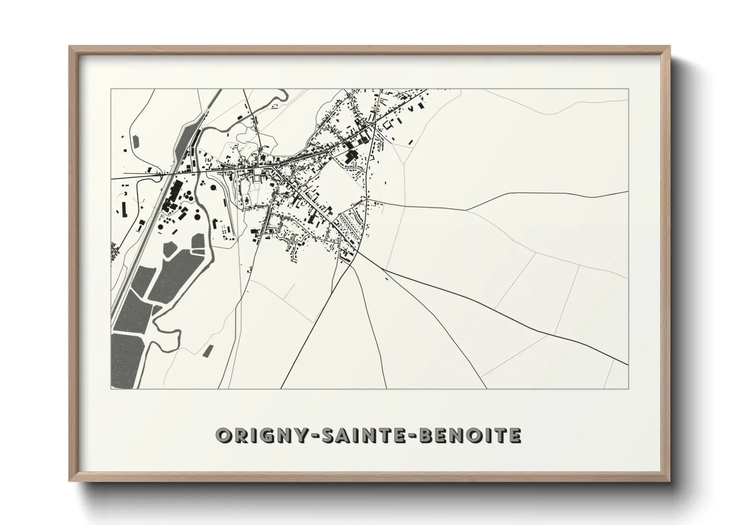 Une affiche de carte sur Origny-Sainte-Benoite