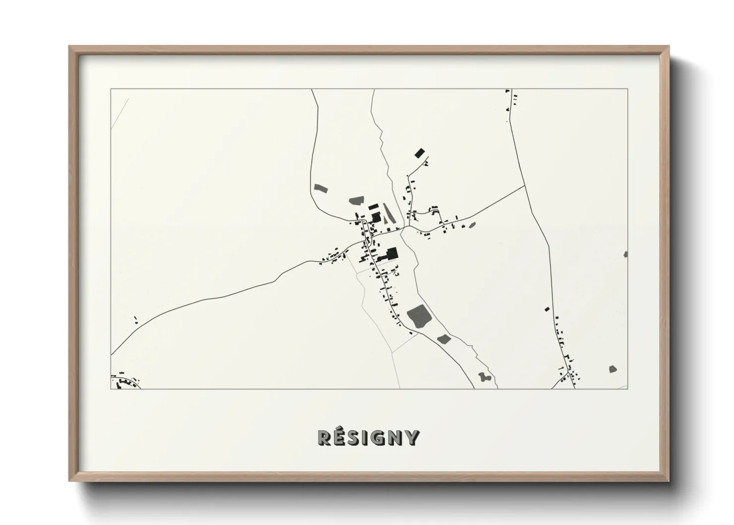 Une affiche de carte sur Résigny