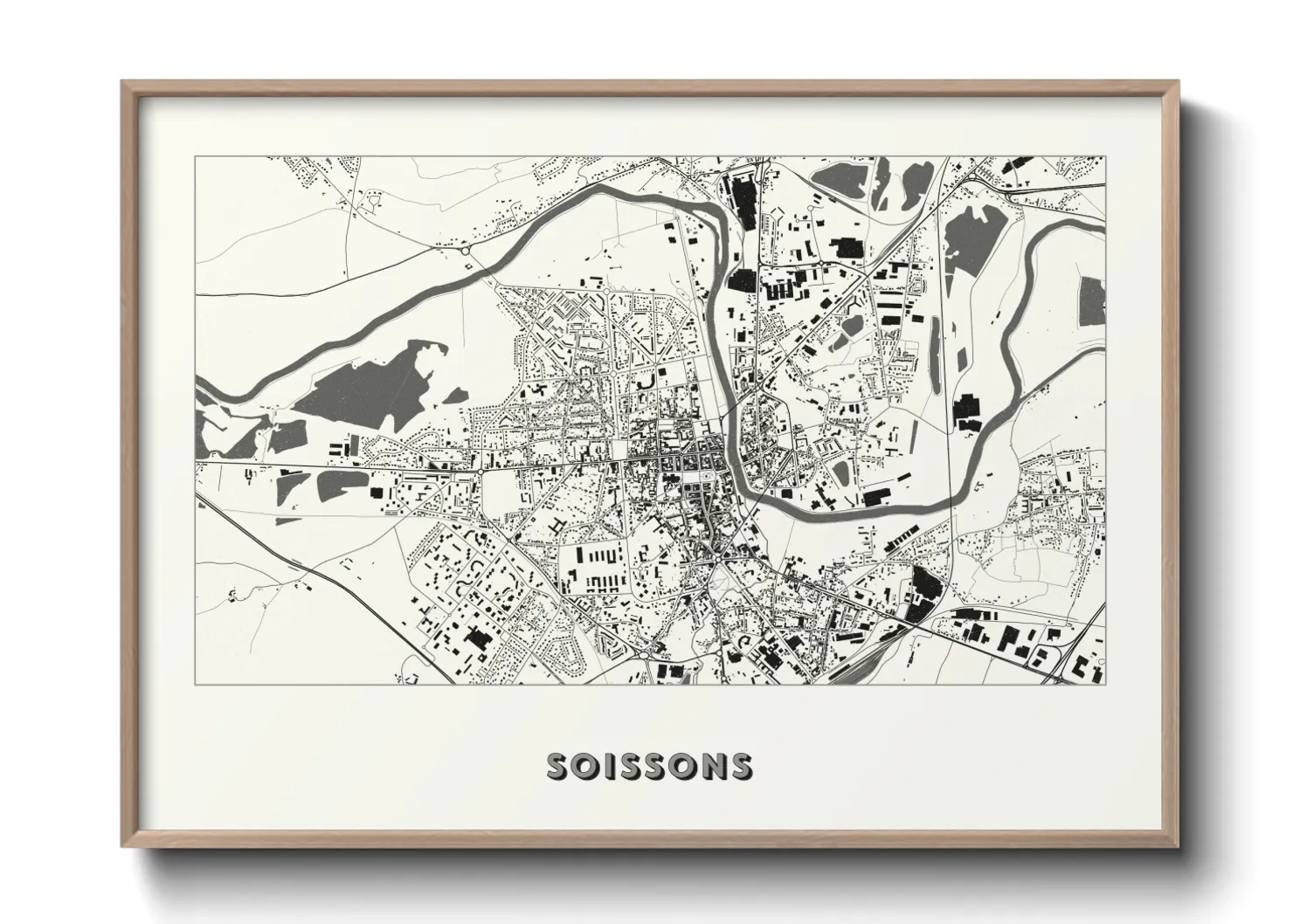 Une affiche de carte sur Soissons