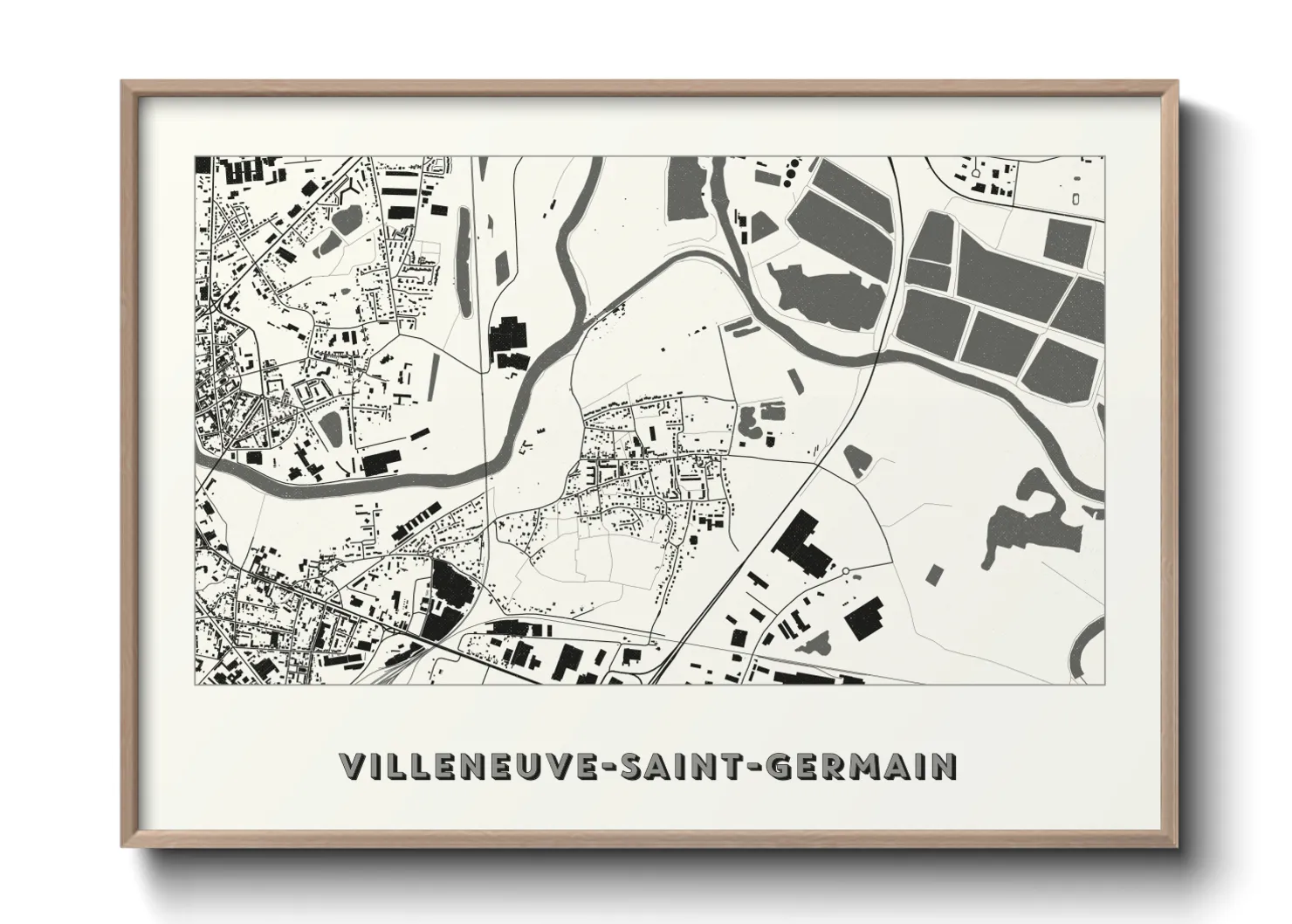 Une affiche de carte sur Villeneuve-Saint-Germain