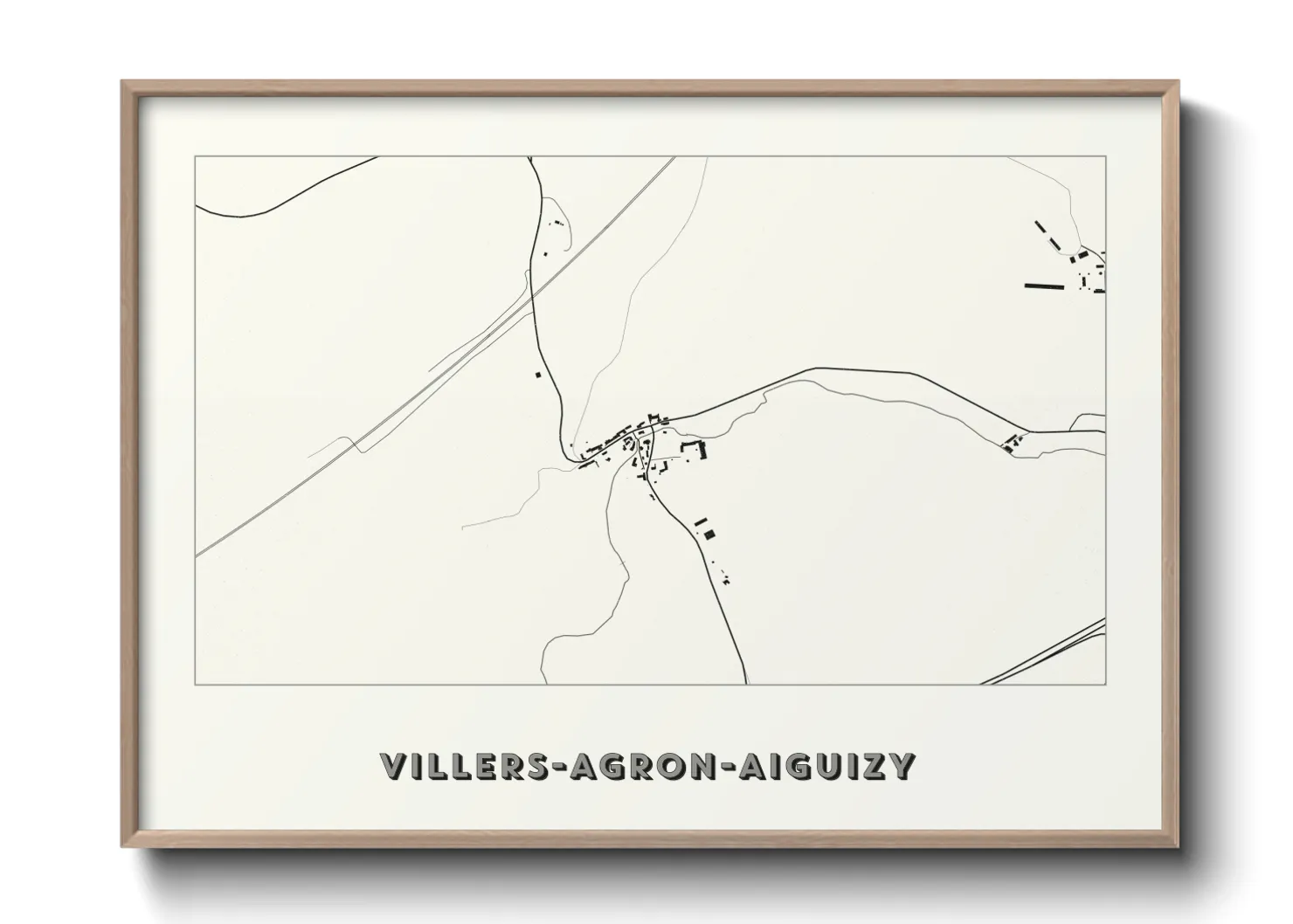 Une affiche de carte sur Villers-Agron-Aiguizy