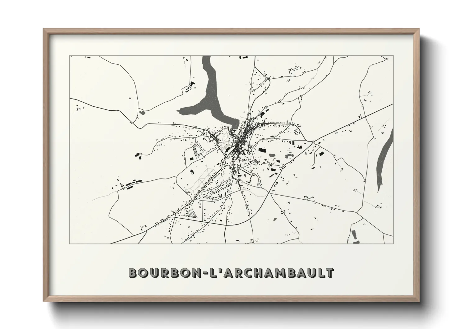 Une affiche de carte sur Bourbon-l'Archambault