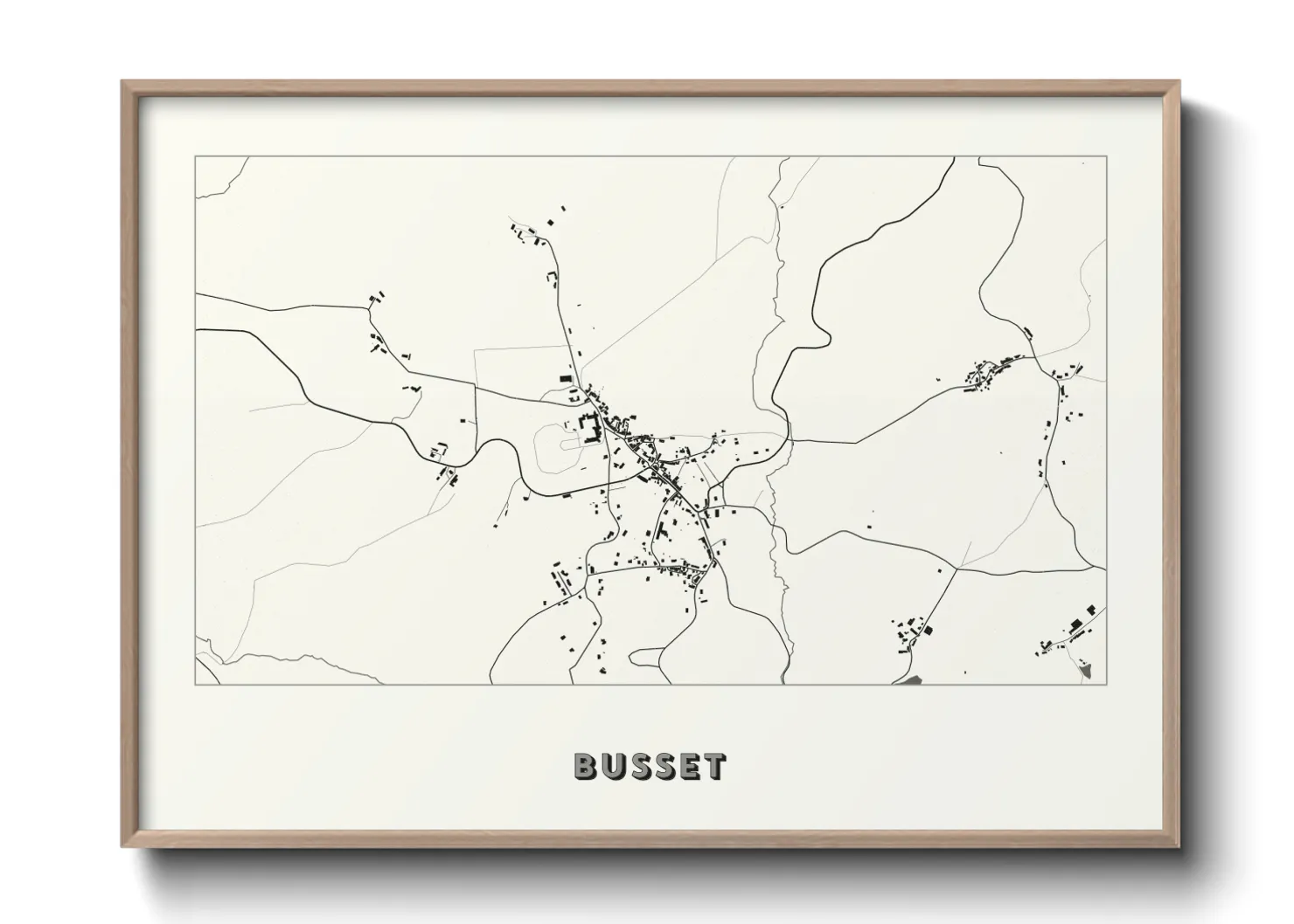 Une affiche de carte sur Busset