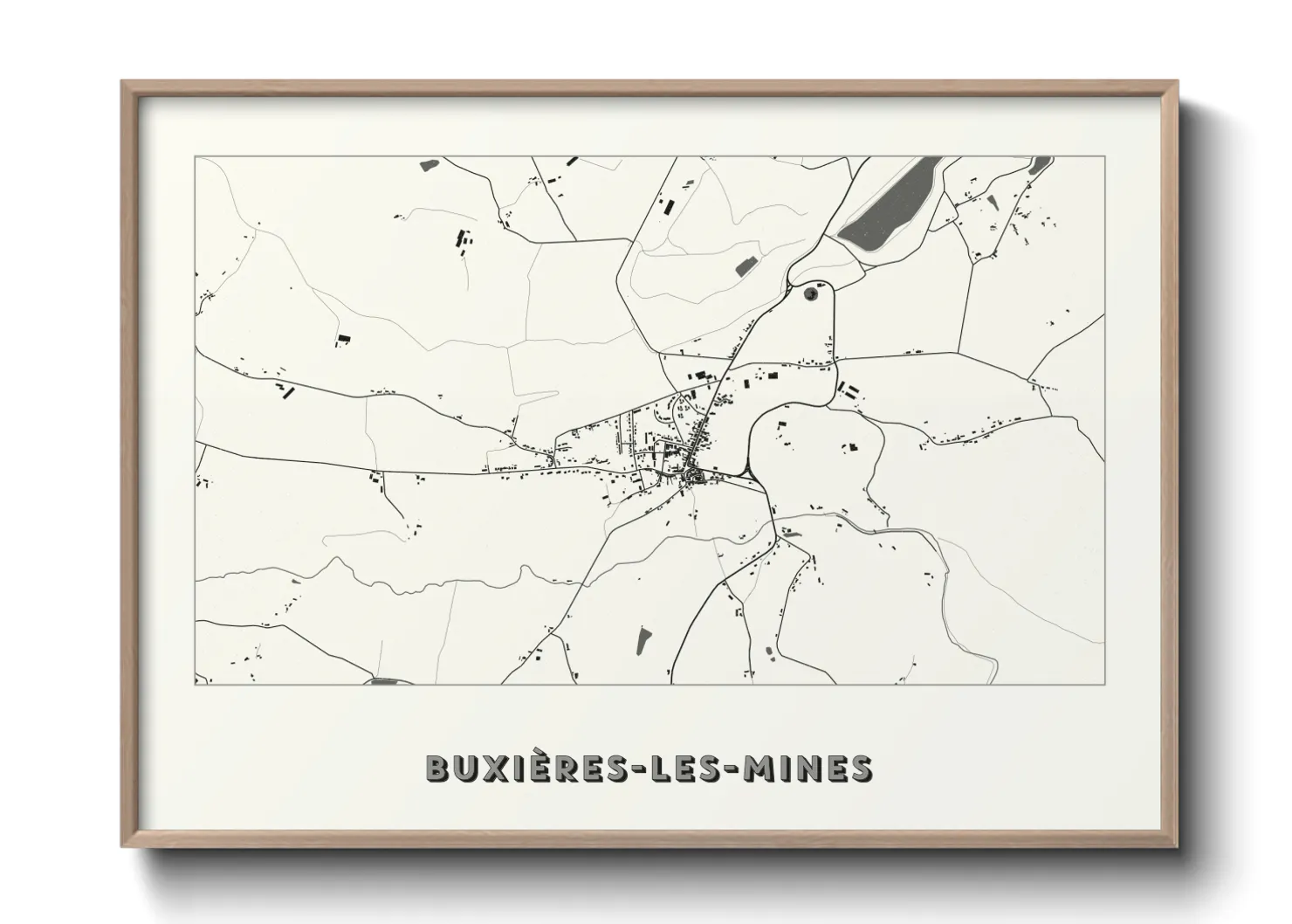 Une affiche de carte sur Buxières-les-Mines