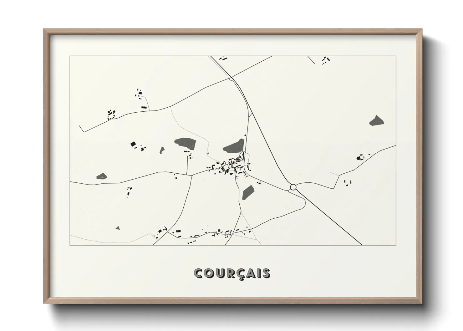 Une affiche de carte sur Courçais