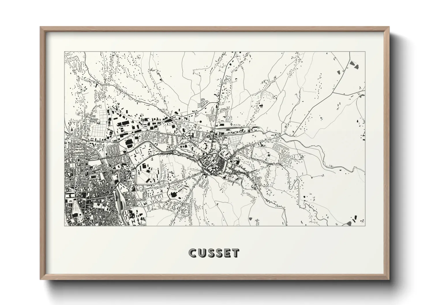 Une affiche de carte sur Cusset