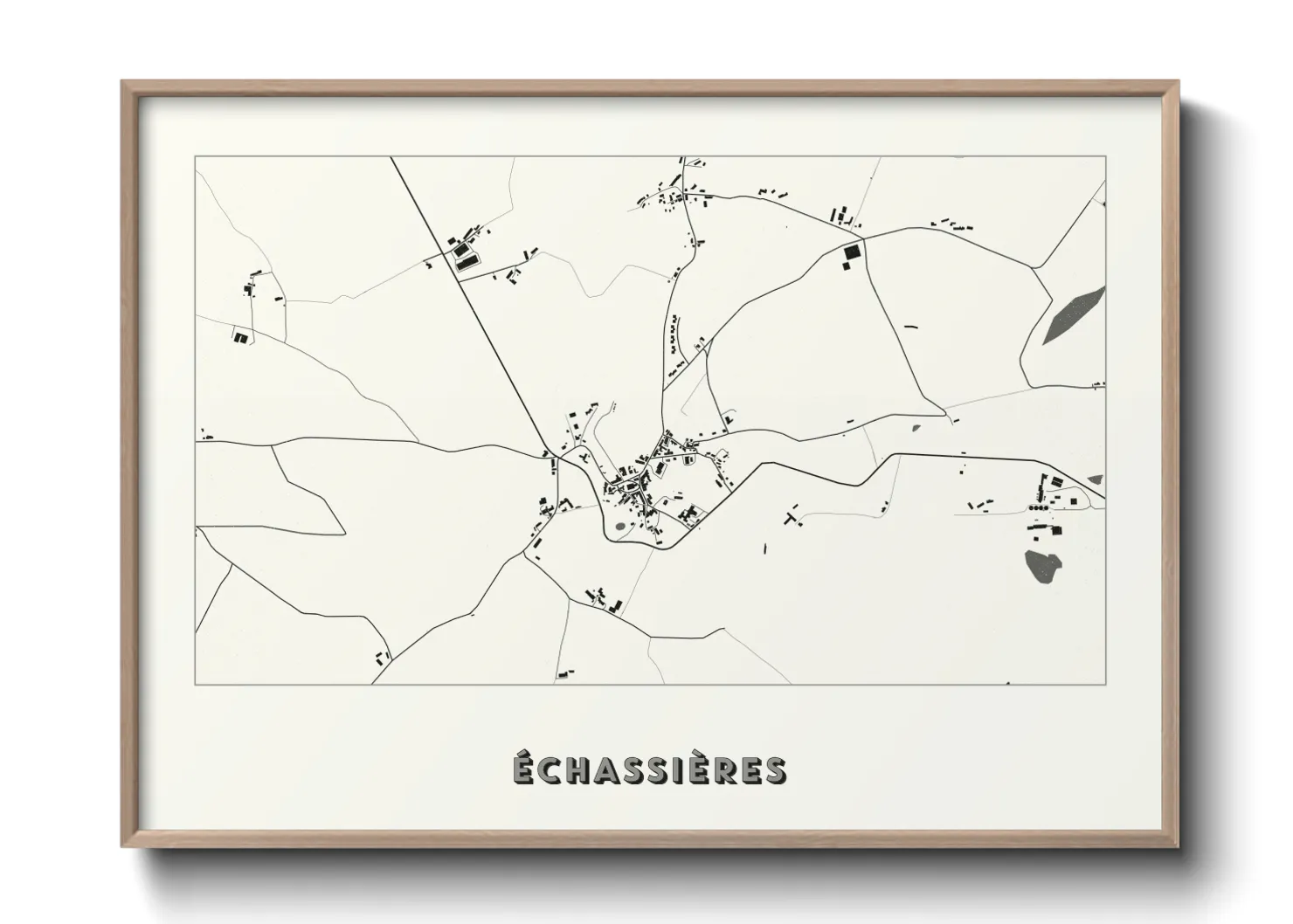 Une affiche de carte sur Échassières