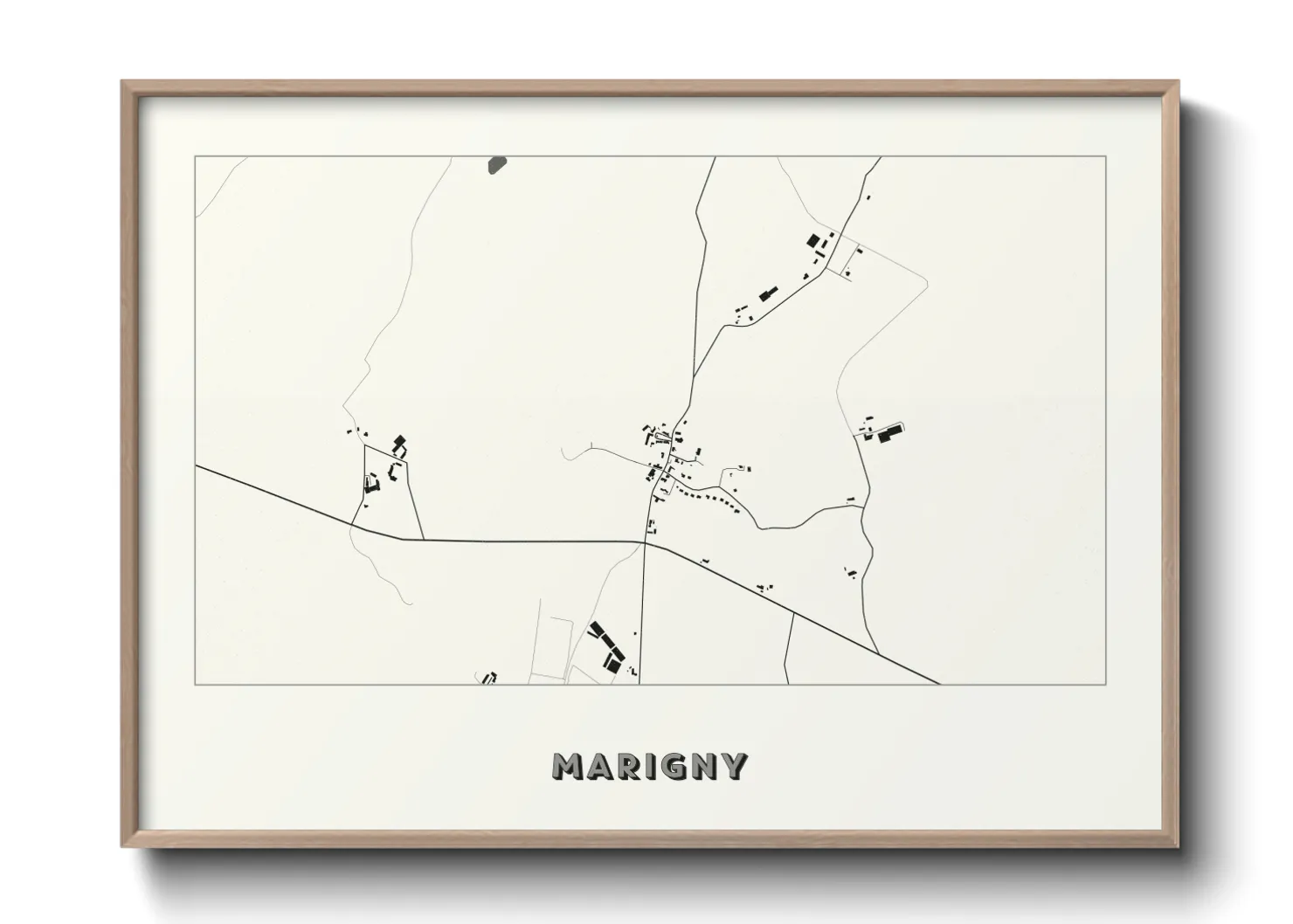 Une affiche de carte sur Marigny