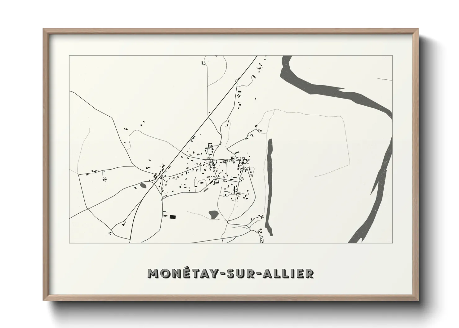 Une affiche de carte sur Monétay-sur-Allier