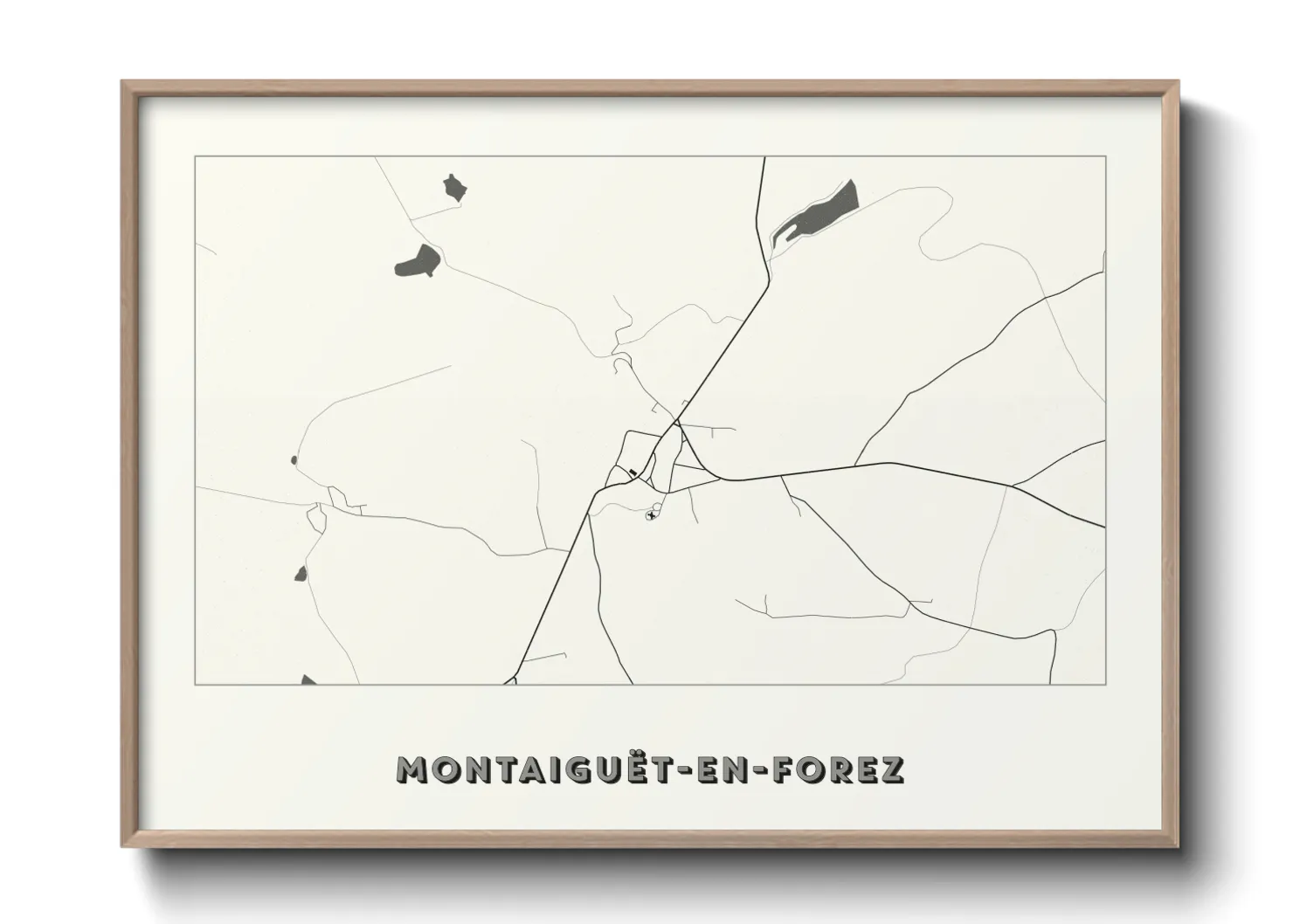 Une affiche de carte sur Montaiguët-en-Forez