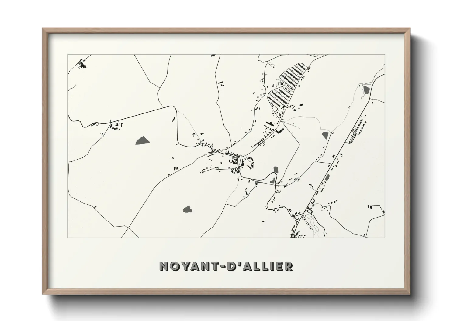 Une affiche de carte sur Noyant-d'Allier