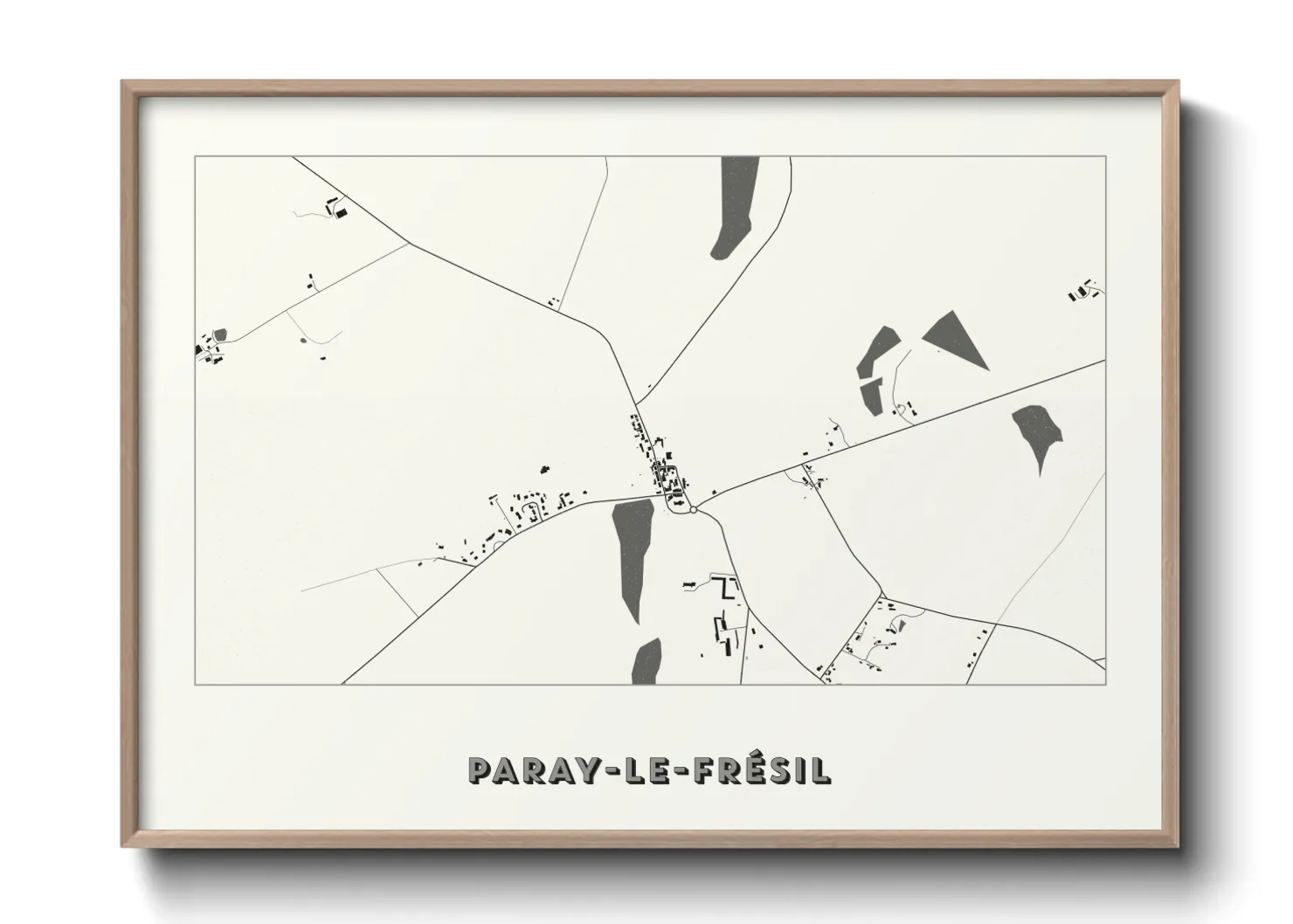 Une affiche de carte sur Paray-le-Frésil