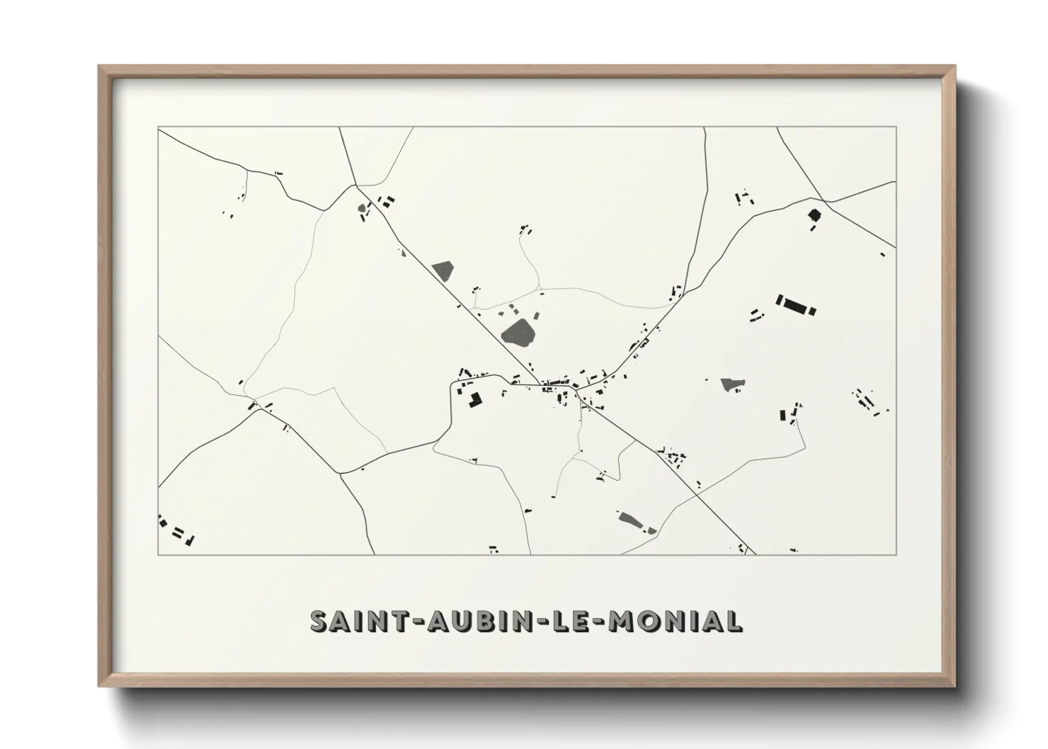 Une affiche de carte sur Saint-Aubin-le-Monial