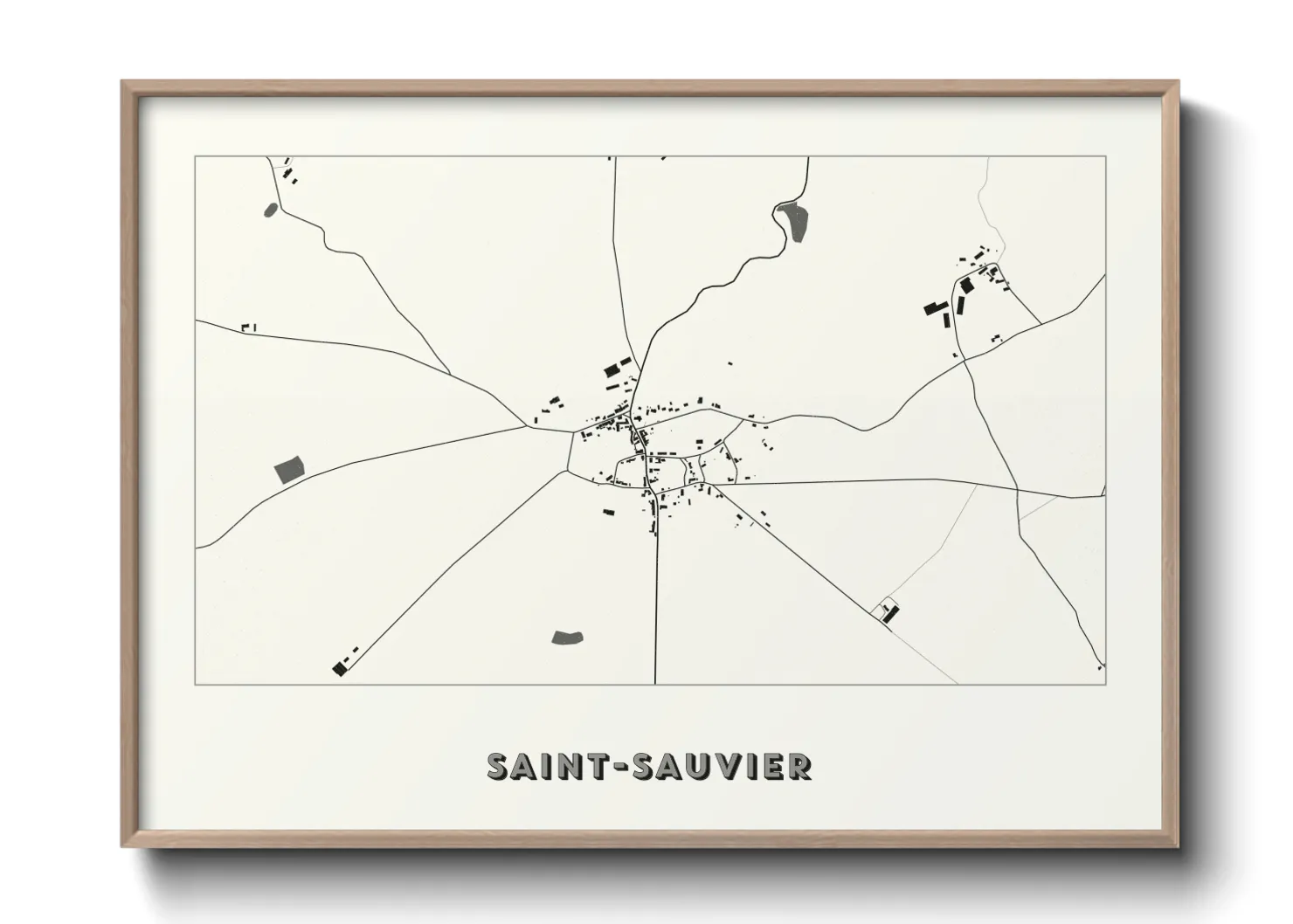 Une affiche de carte sur Saint-Sauvier