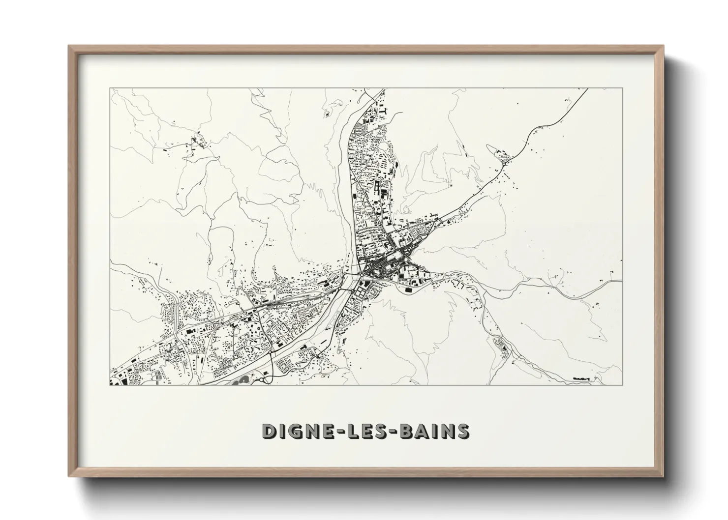 Une affiche de carte sur Digne-les-Bains