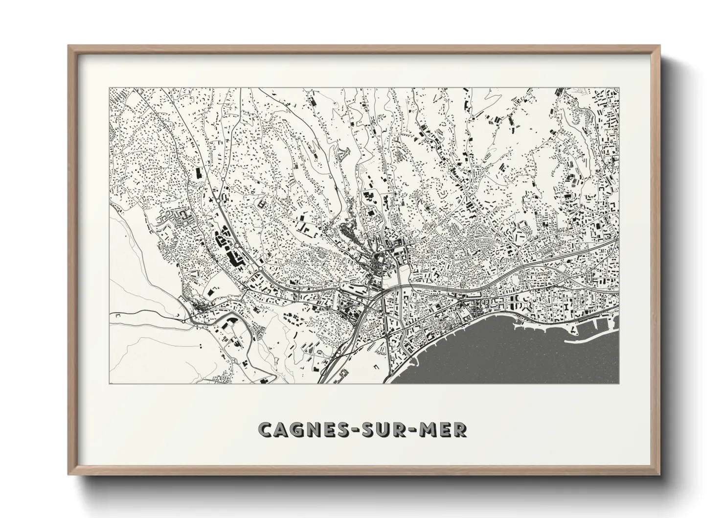 Une affiche de carte sur Cagnes-sur-Mer