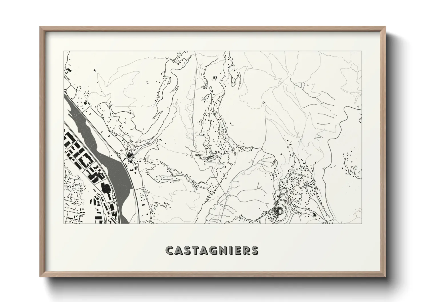 Une affiche de carte sur Castagniers