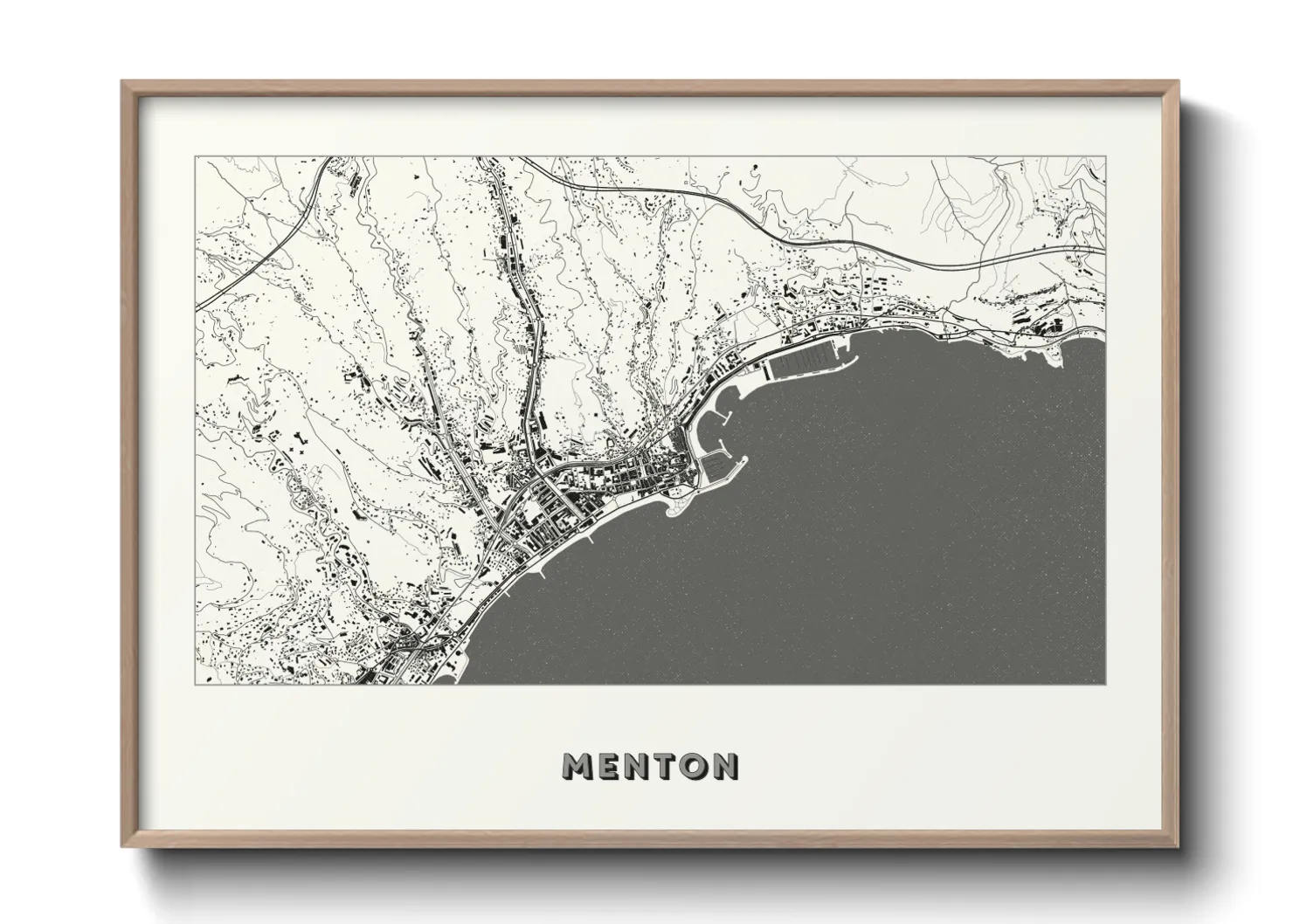 Une affiche de carte sur Menton