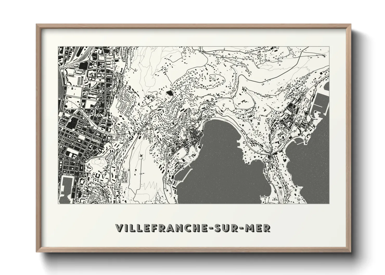 Une affiche de carte sur Villefranche-sur-Mer