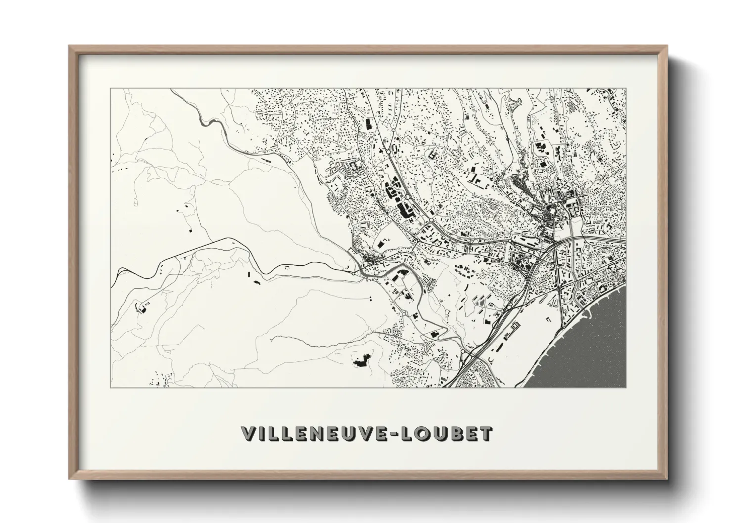 Une affiche de carte sur Villeneuve-Loubet