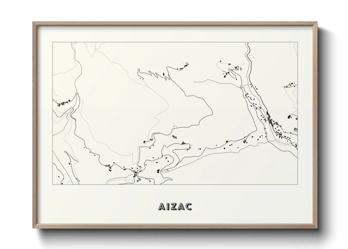 Une affiche de carte sur Aizac