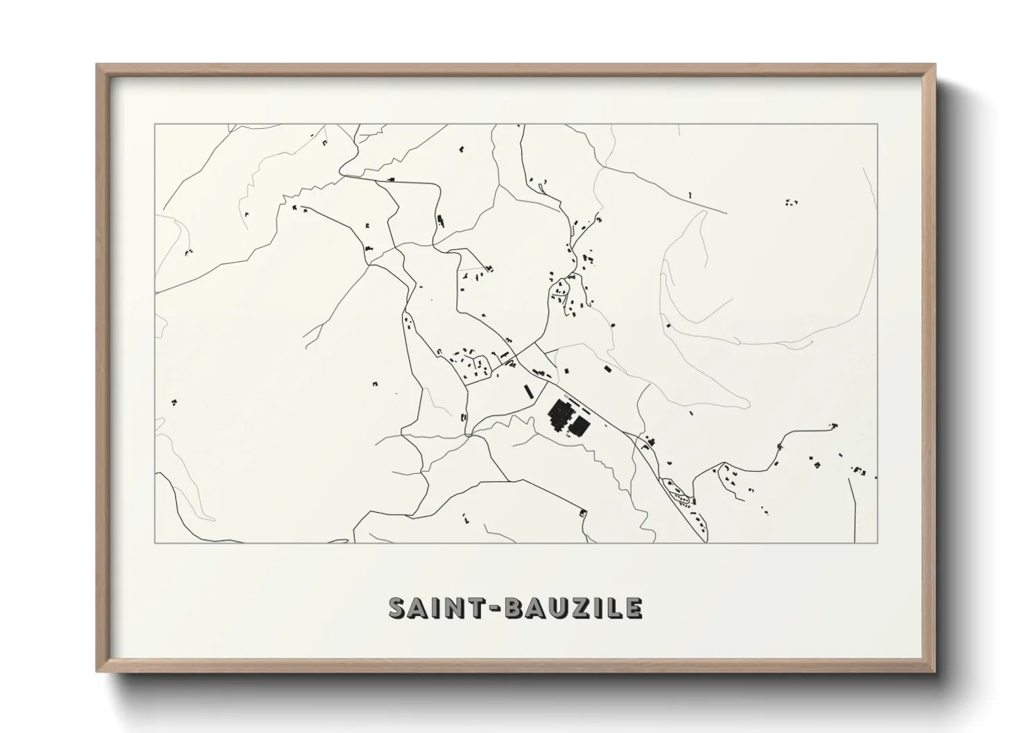 Une affiche de carte sur Saint-Bauzile