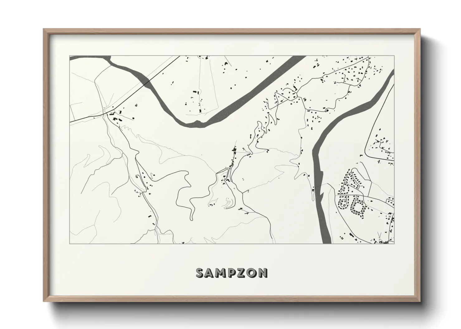 Une affiche de carte sur Sampzon