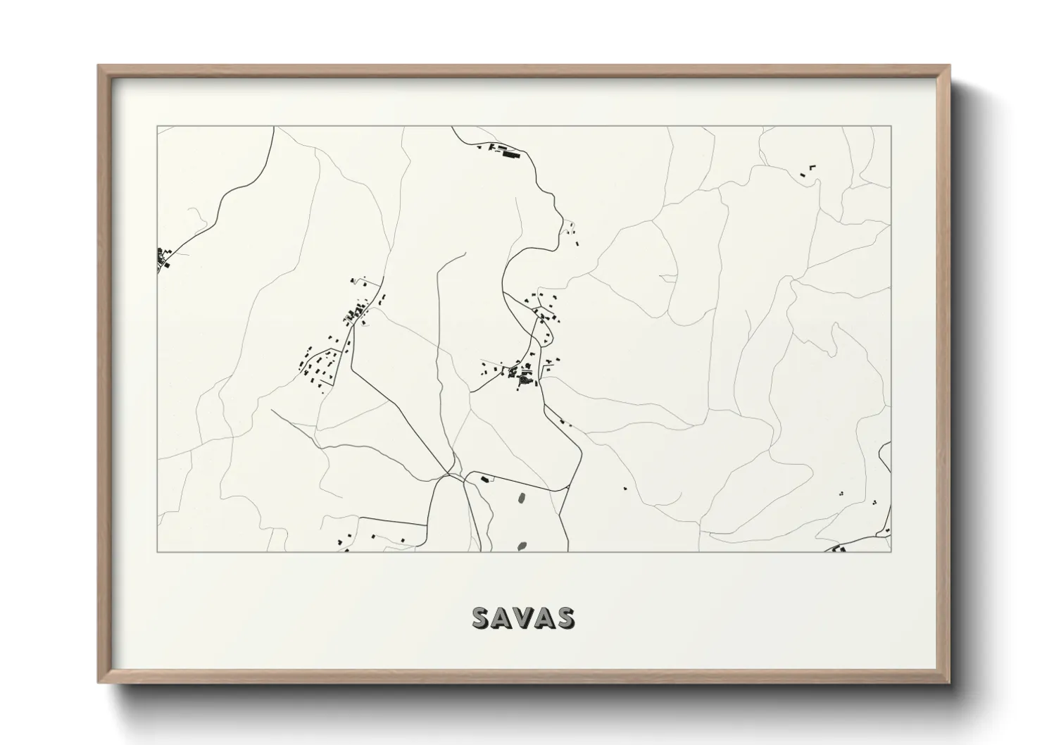 Une affiche de carte sur Savas