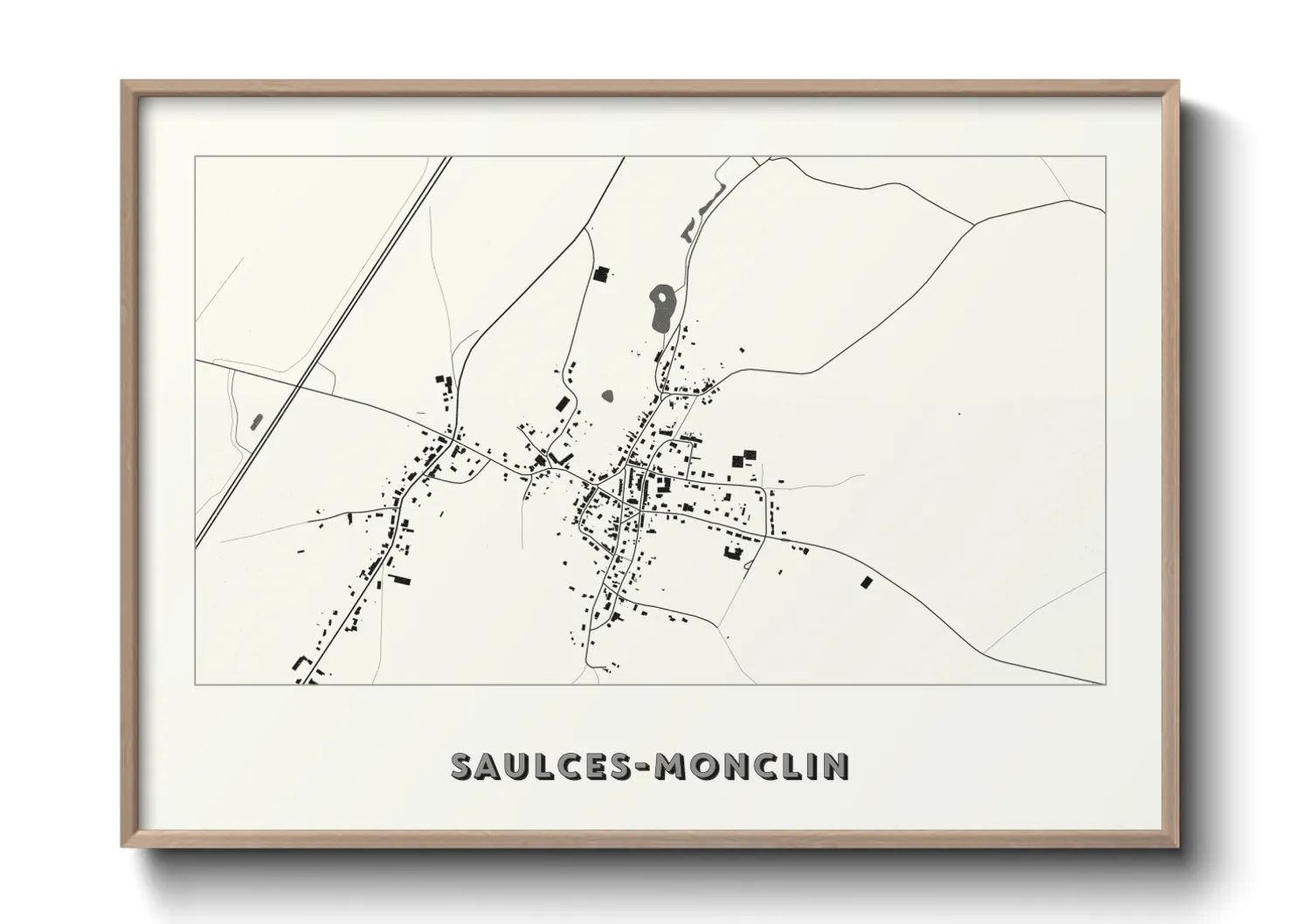 Une affiche de carte sur Saulces-Monclin