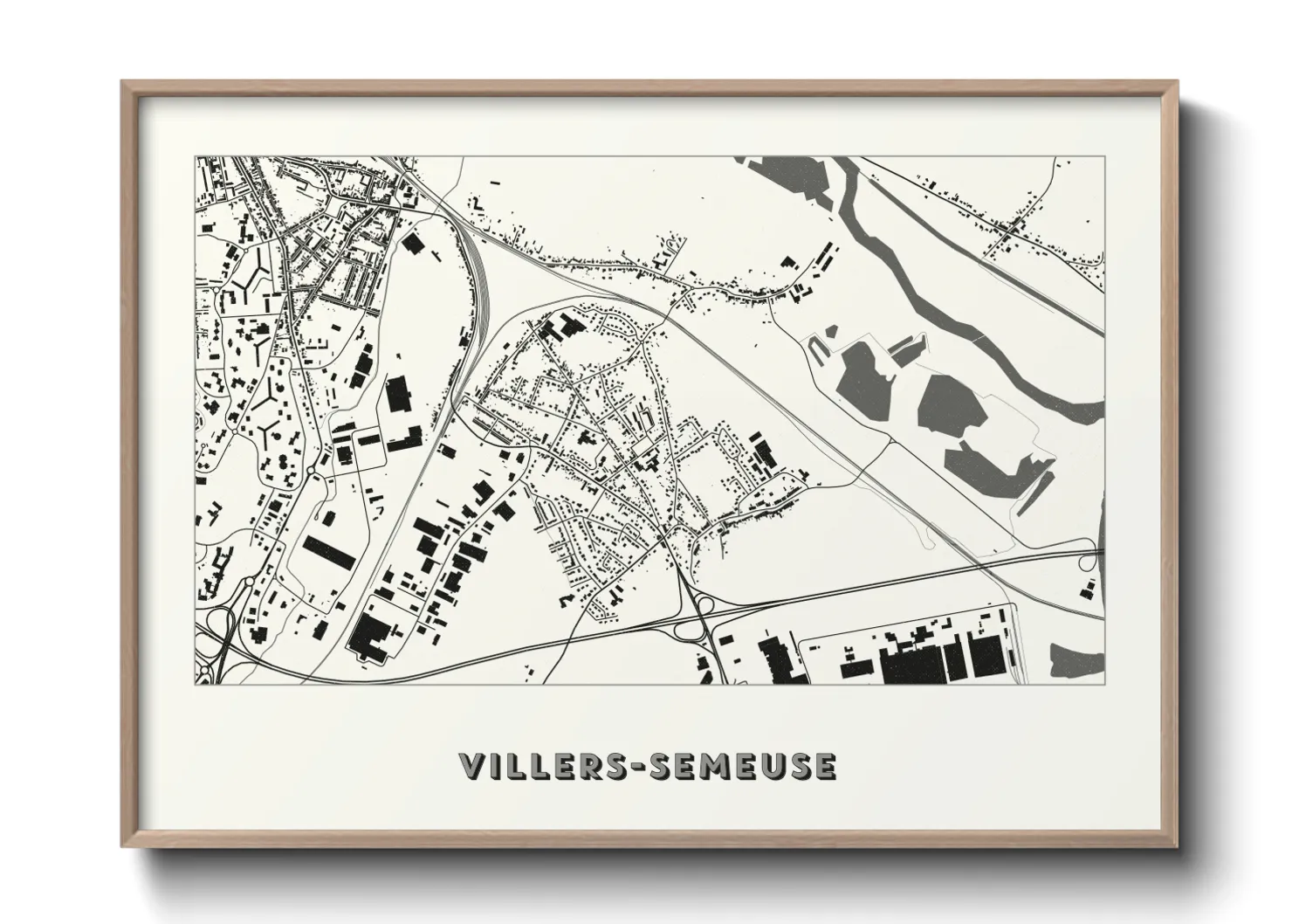 Une affiche de carte sur Villers-Semeuse