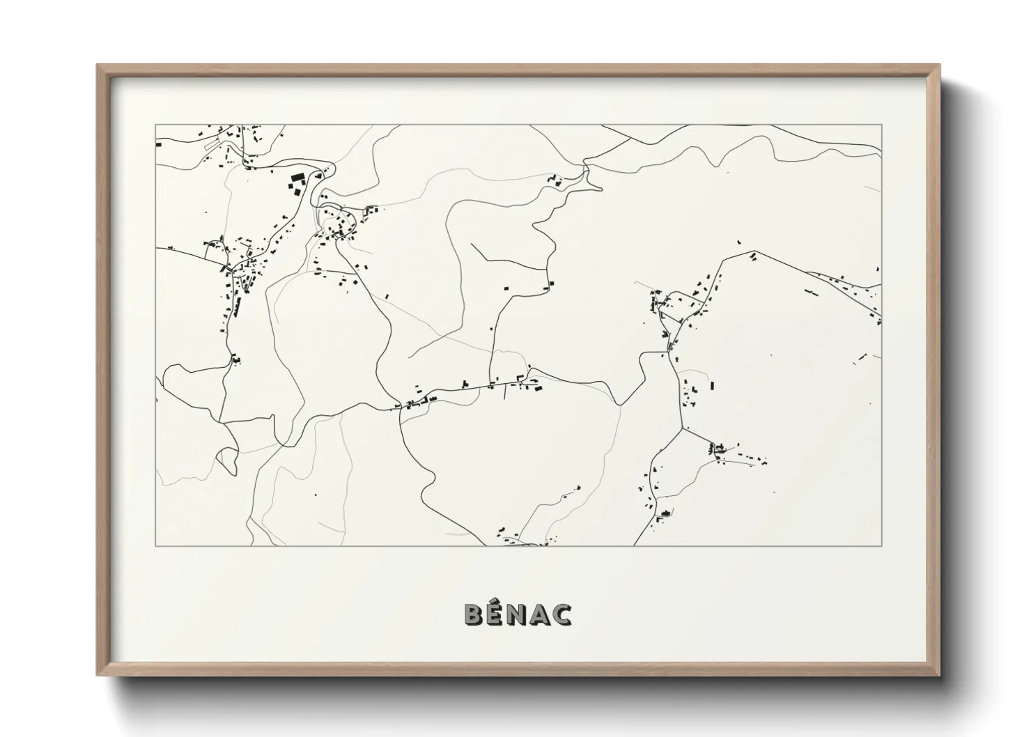 Une affiche de carte sur Bénac